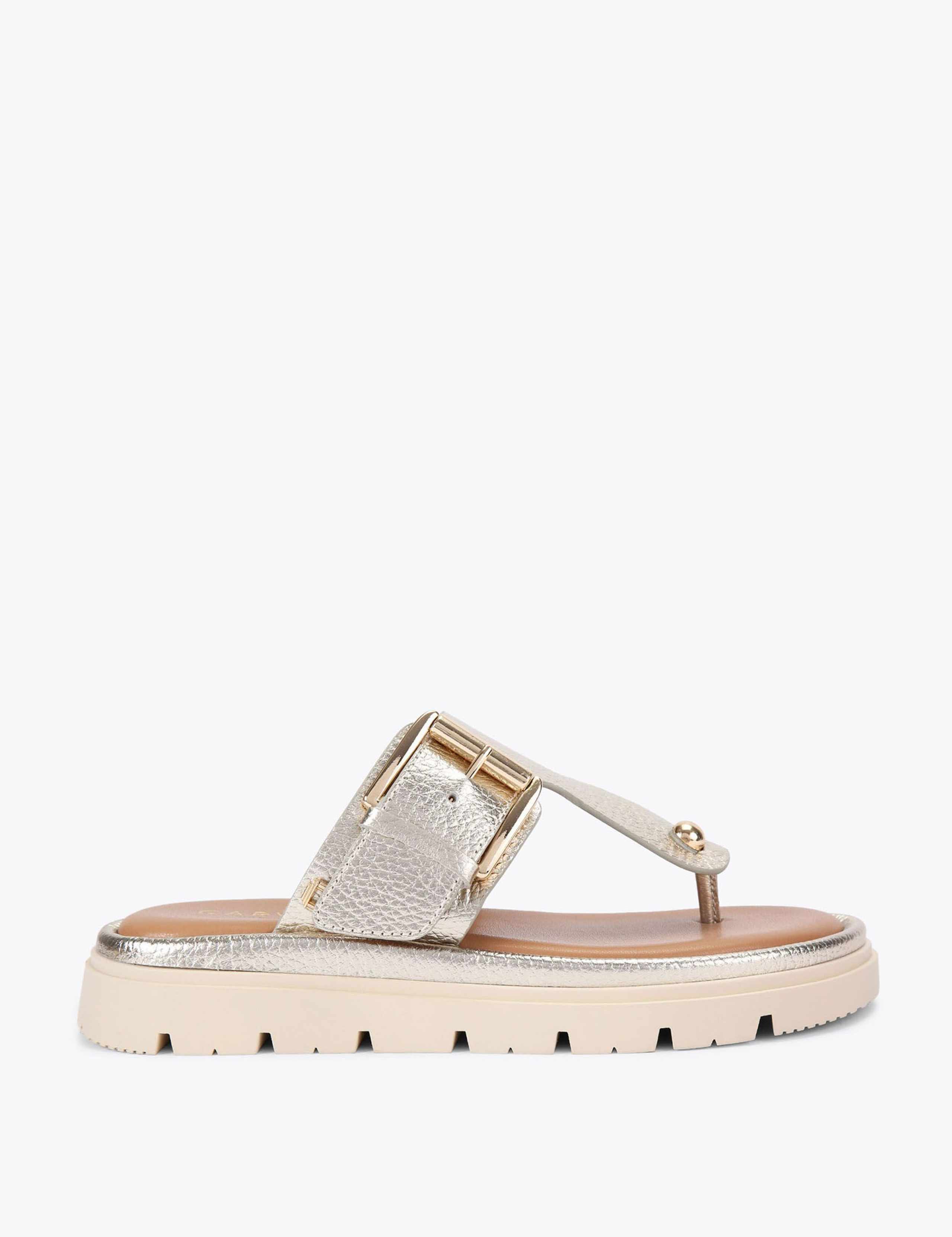 Leather T-Bar Flatform Sandals