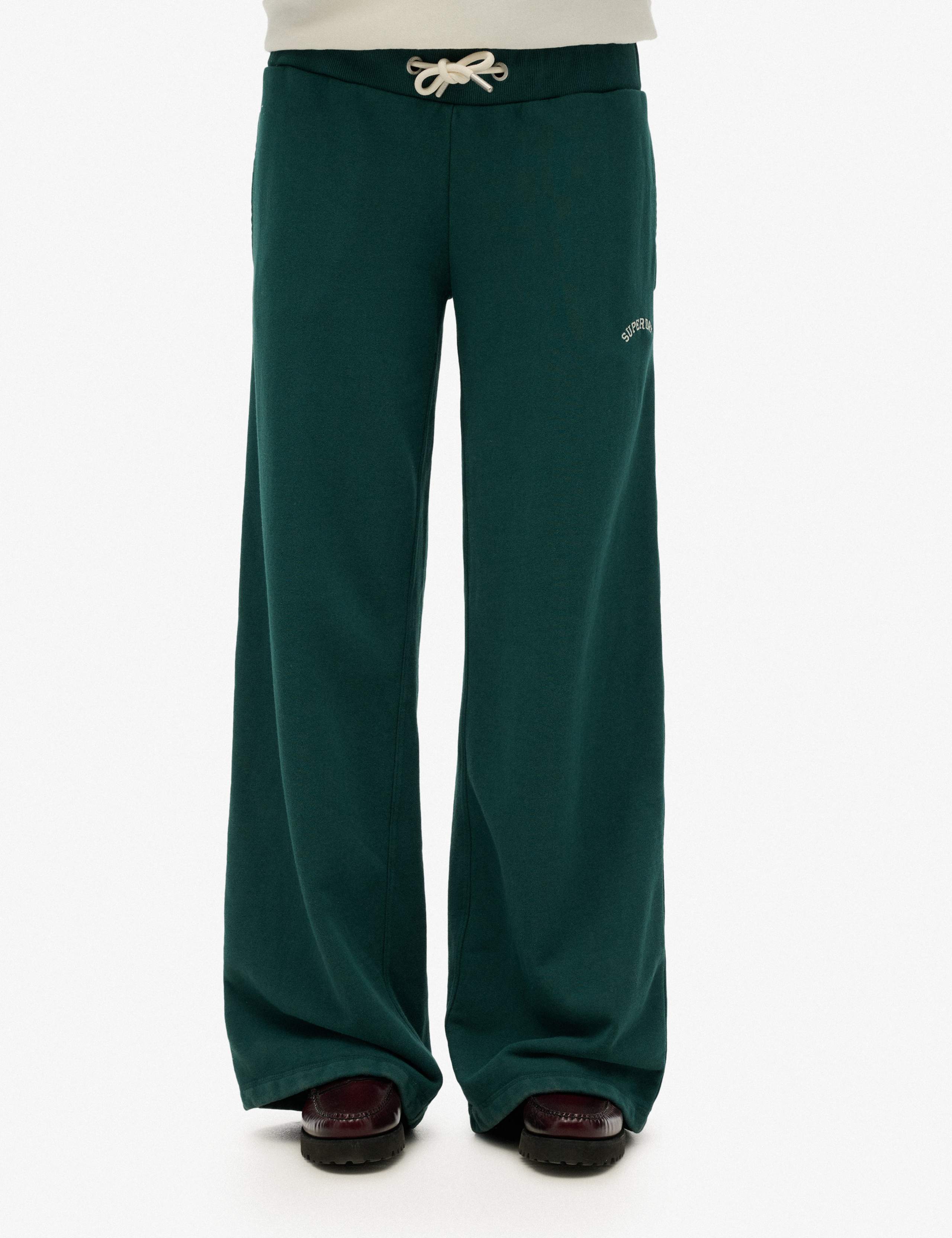 Pure Cotton Embroidered Logo Wide Leg Joggers