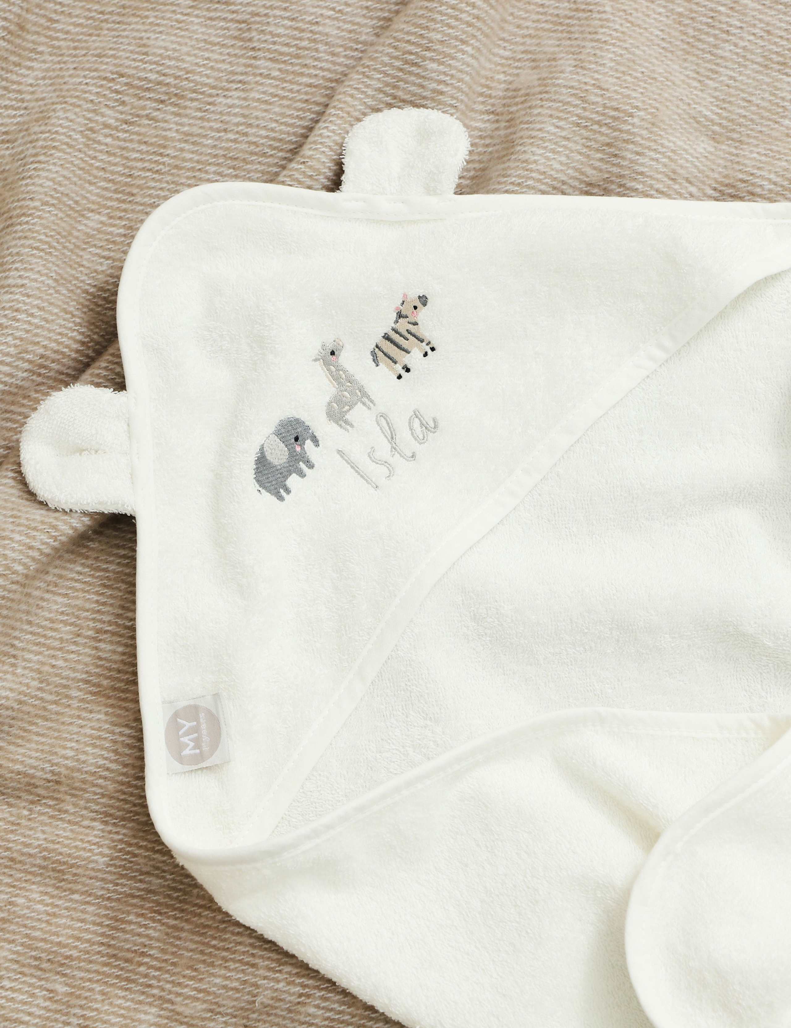 Personalised Ivory Animal Hooded Towel