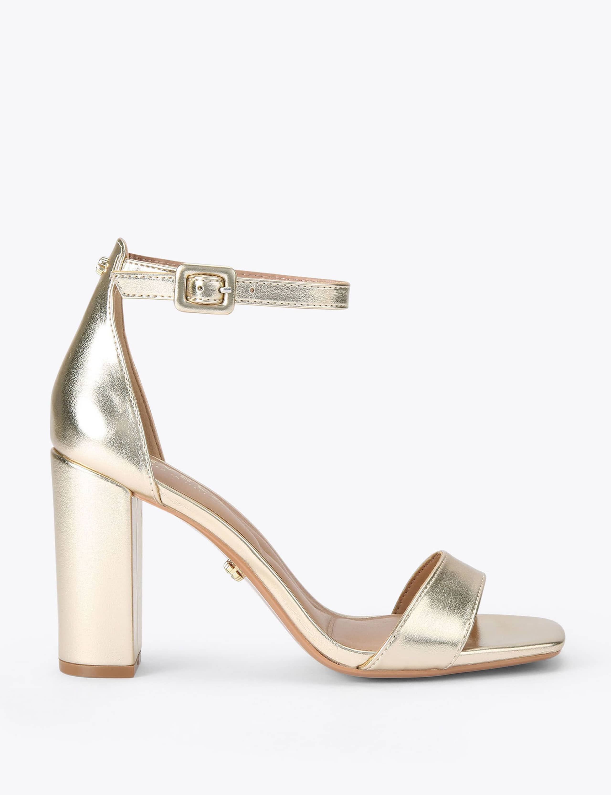 Metallic Block Heel Sandals