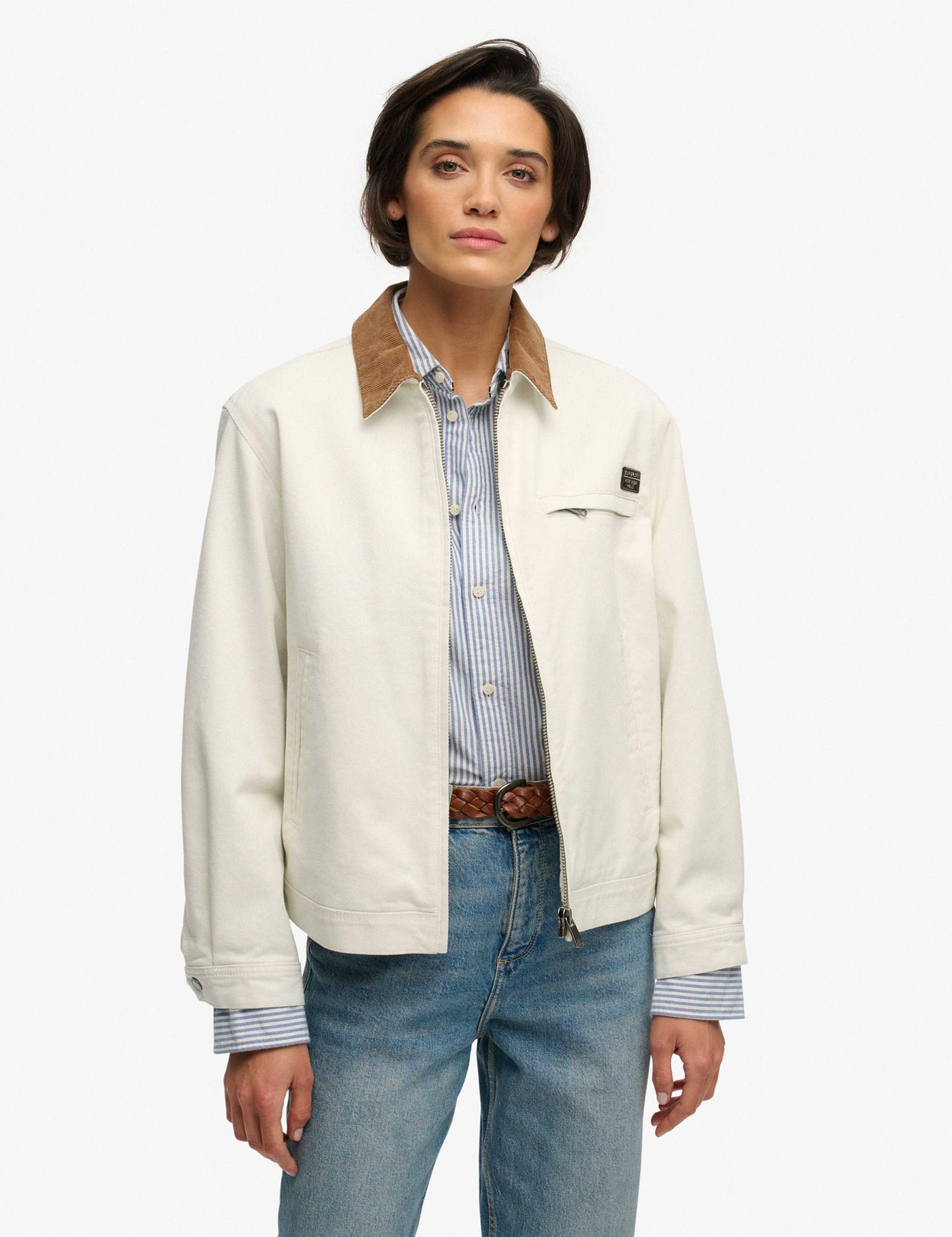 Cotton Rich Twill Cord Collar Utility Jacket