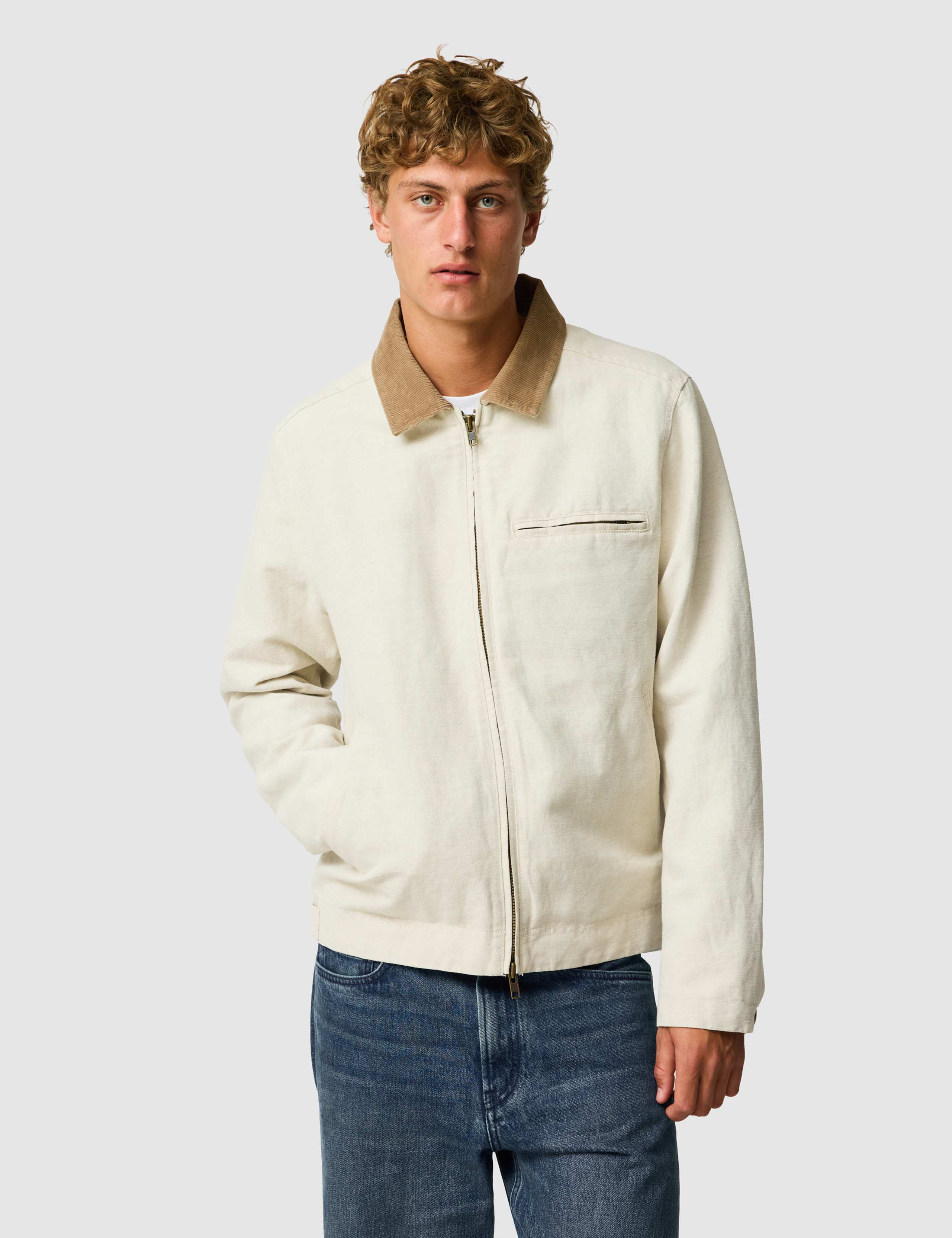 Cotton Blend Harrington Jacket
