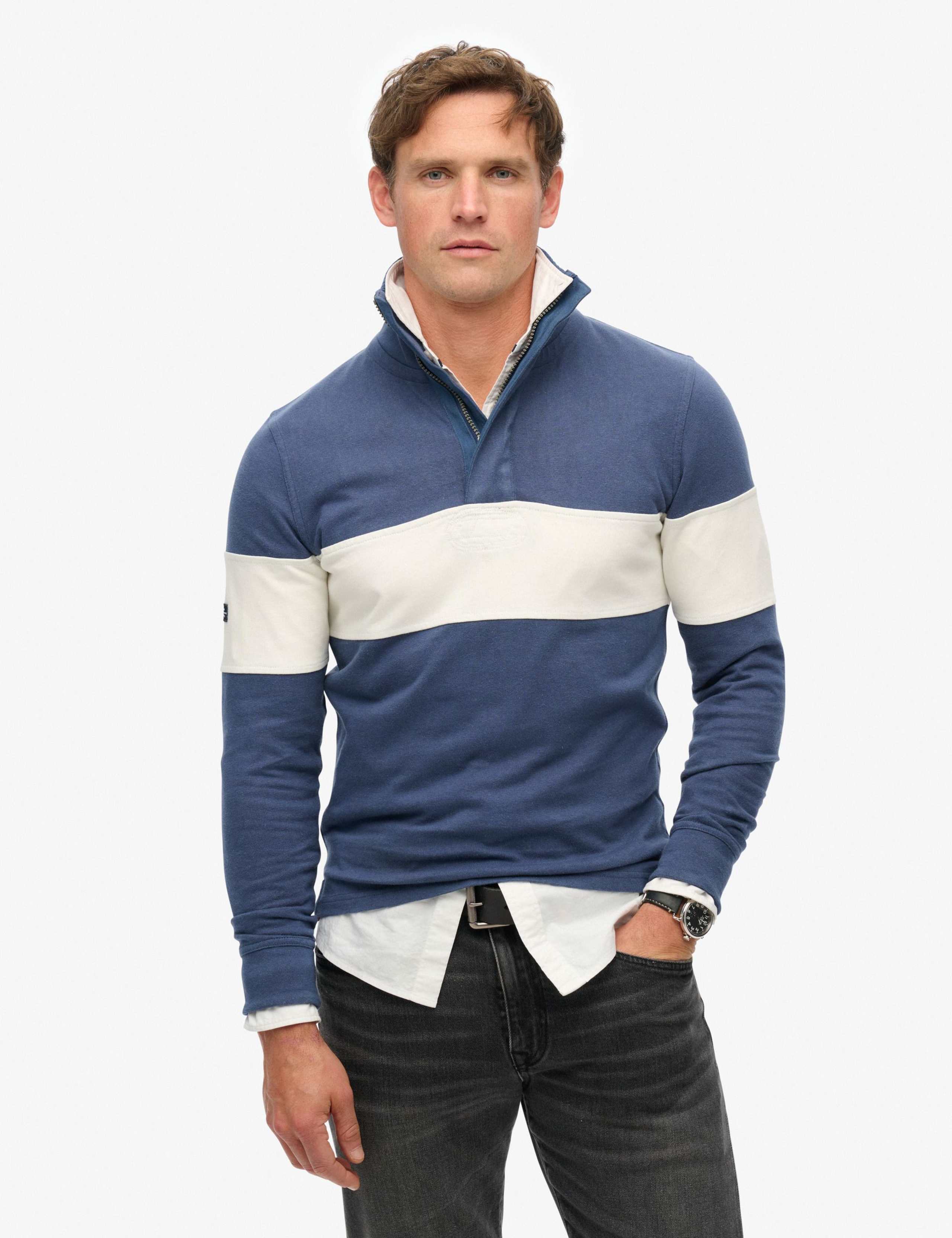 Pure Cotton Colour Block Half Zip Sweatshirt
