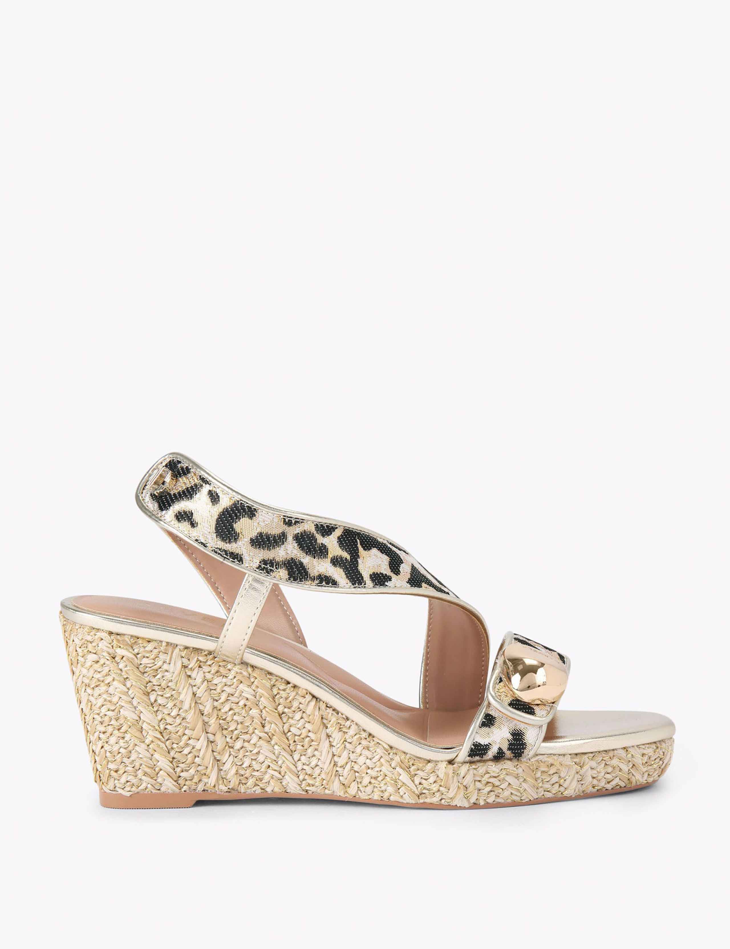 Leopard Print Strappy Wedge Sandals