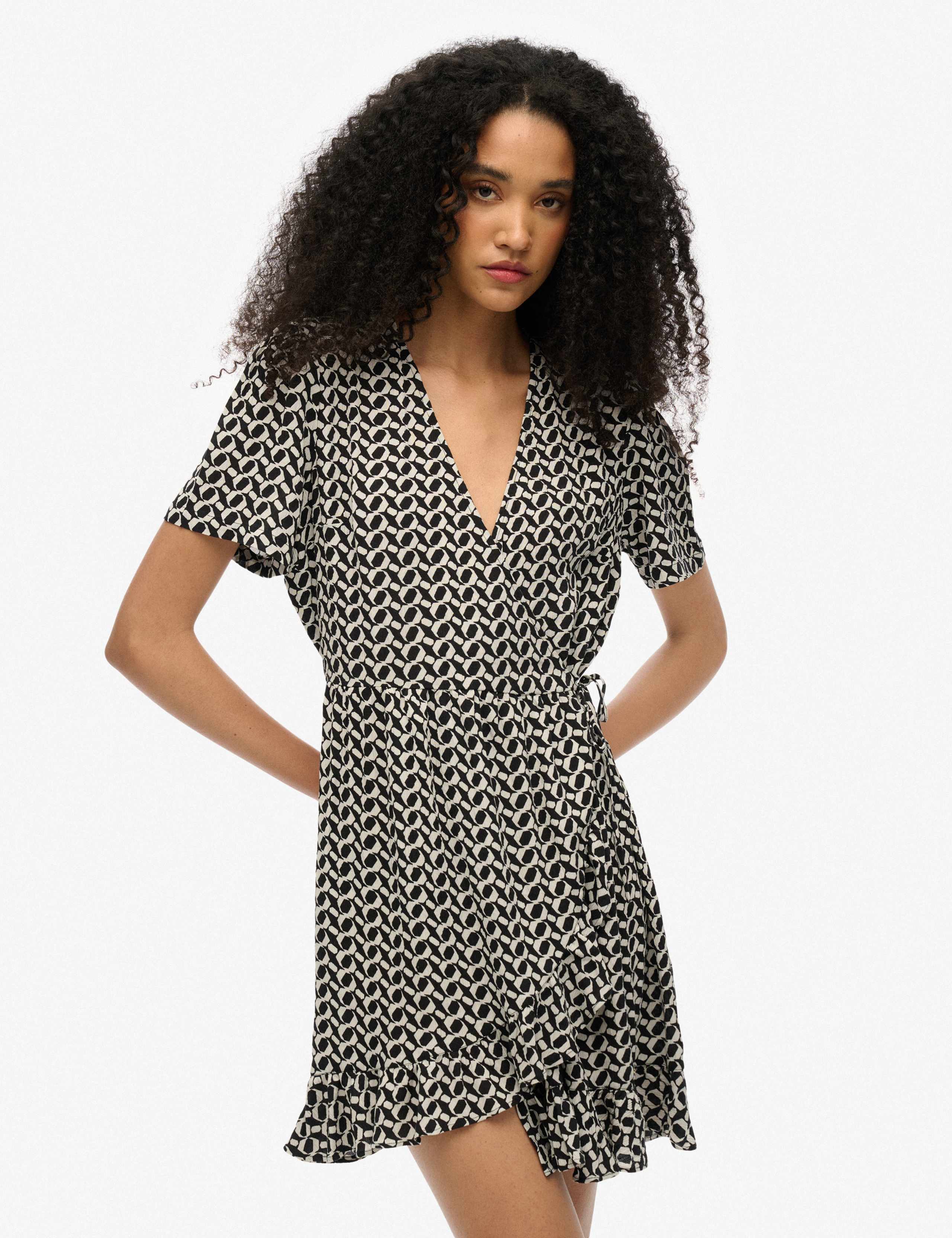 Printed Mini Wrap Dress
