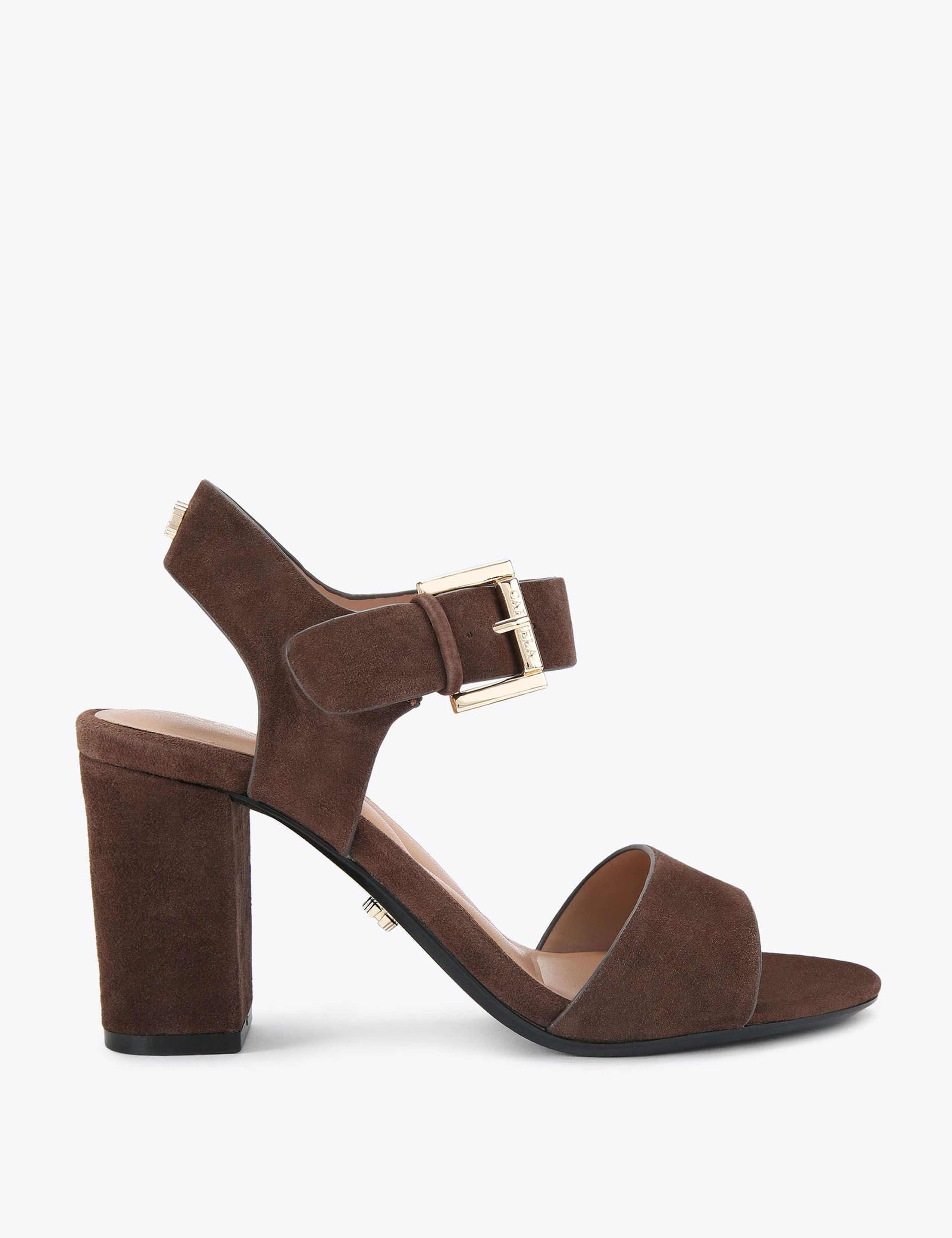 Leather Buckle Strap Block Heels