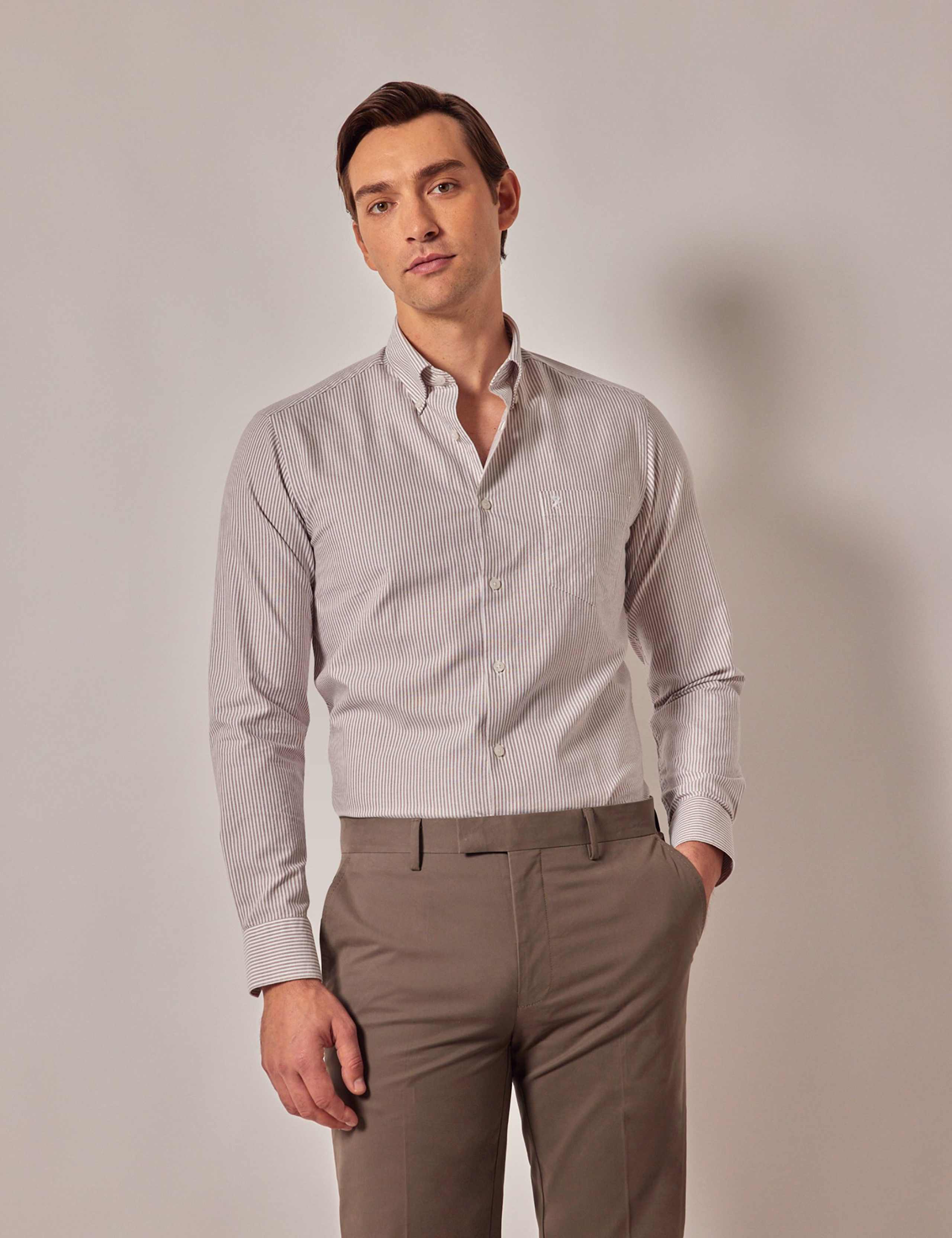 Regular Fit Pure Cotton Striped Oxford Shirt