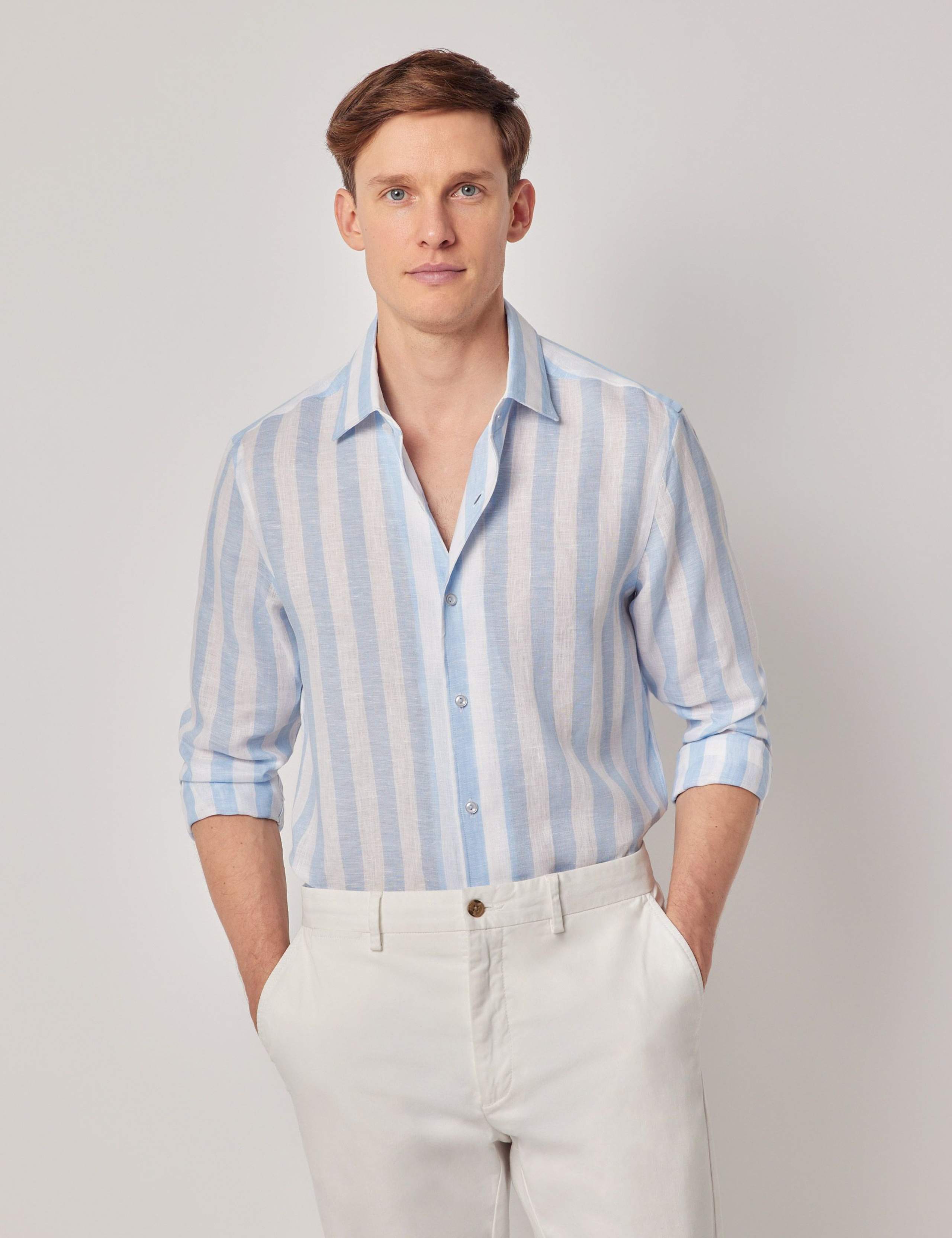 Slim Fit Pure Linen Striped Shirt