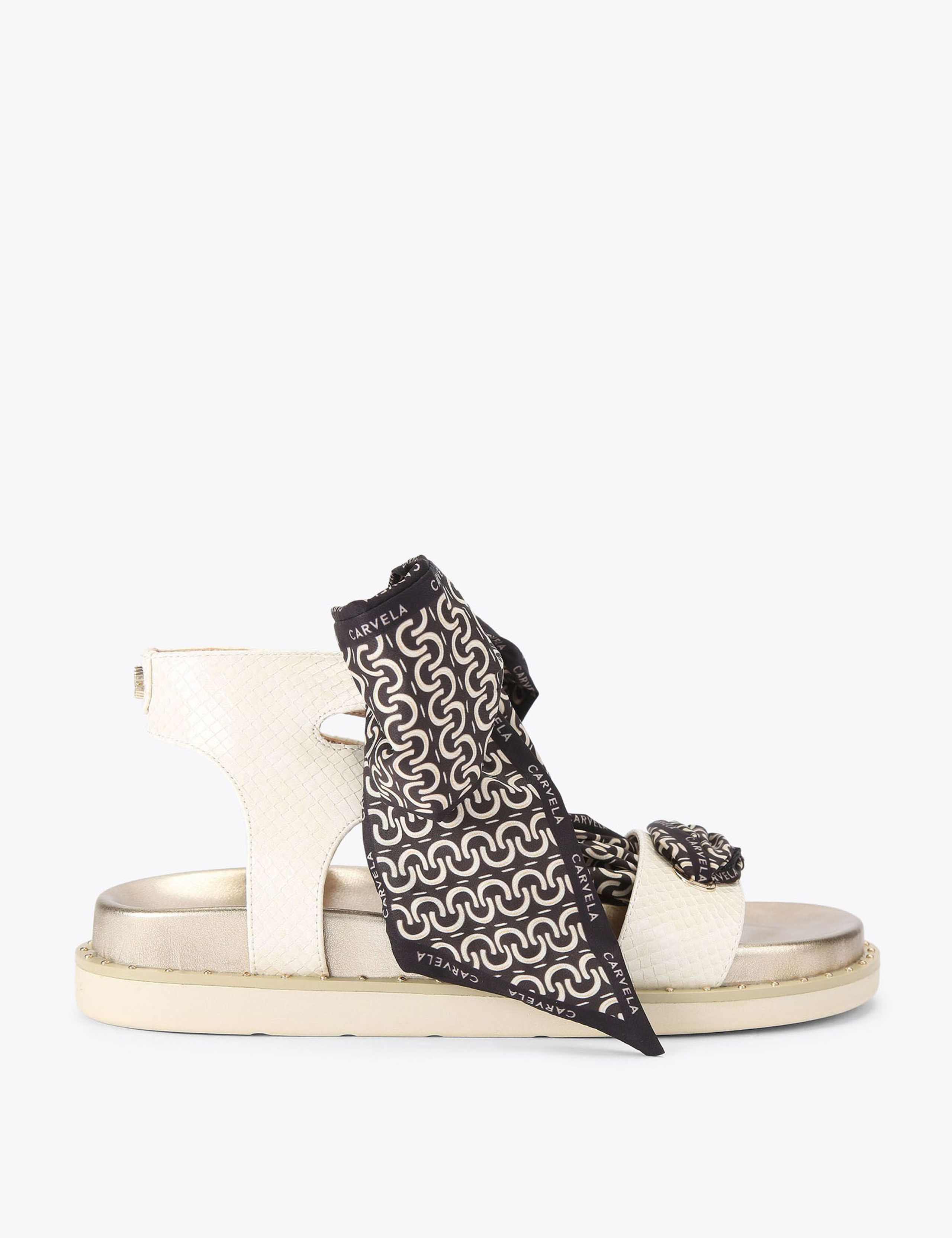 Scarf Tie Ankle Strap Flat Sandals