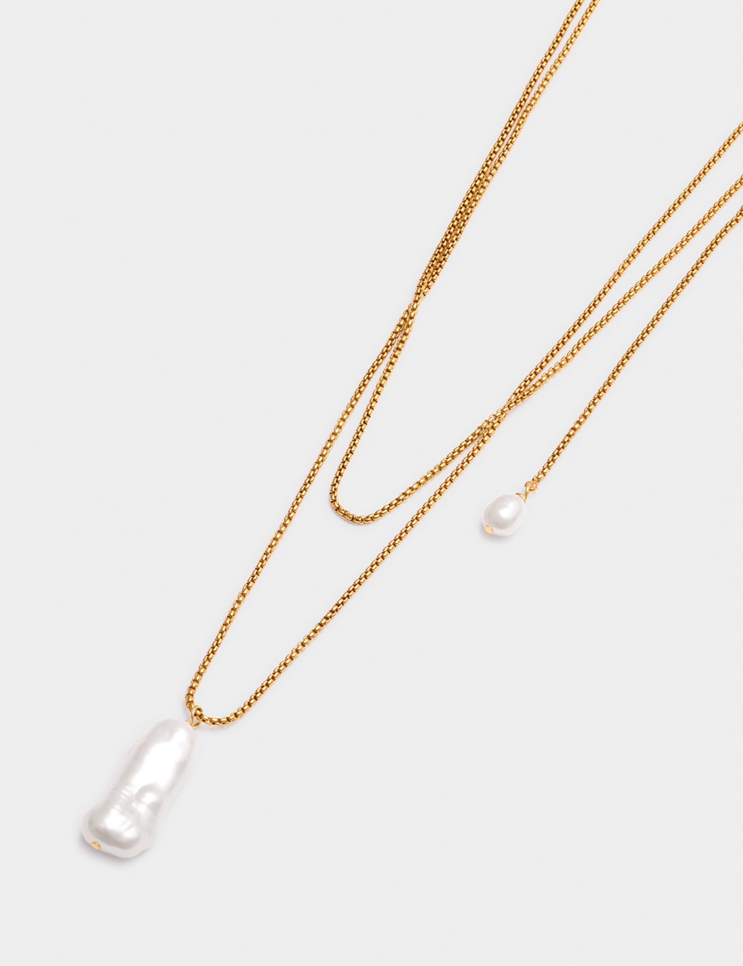 Gold Plated Pearl Pendant Necklace