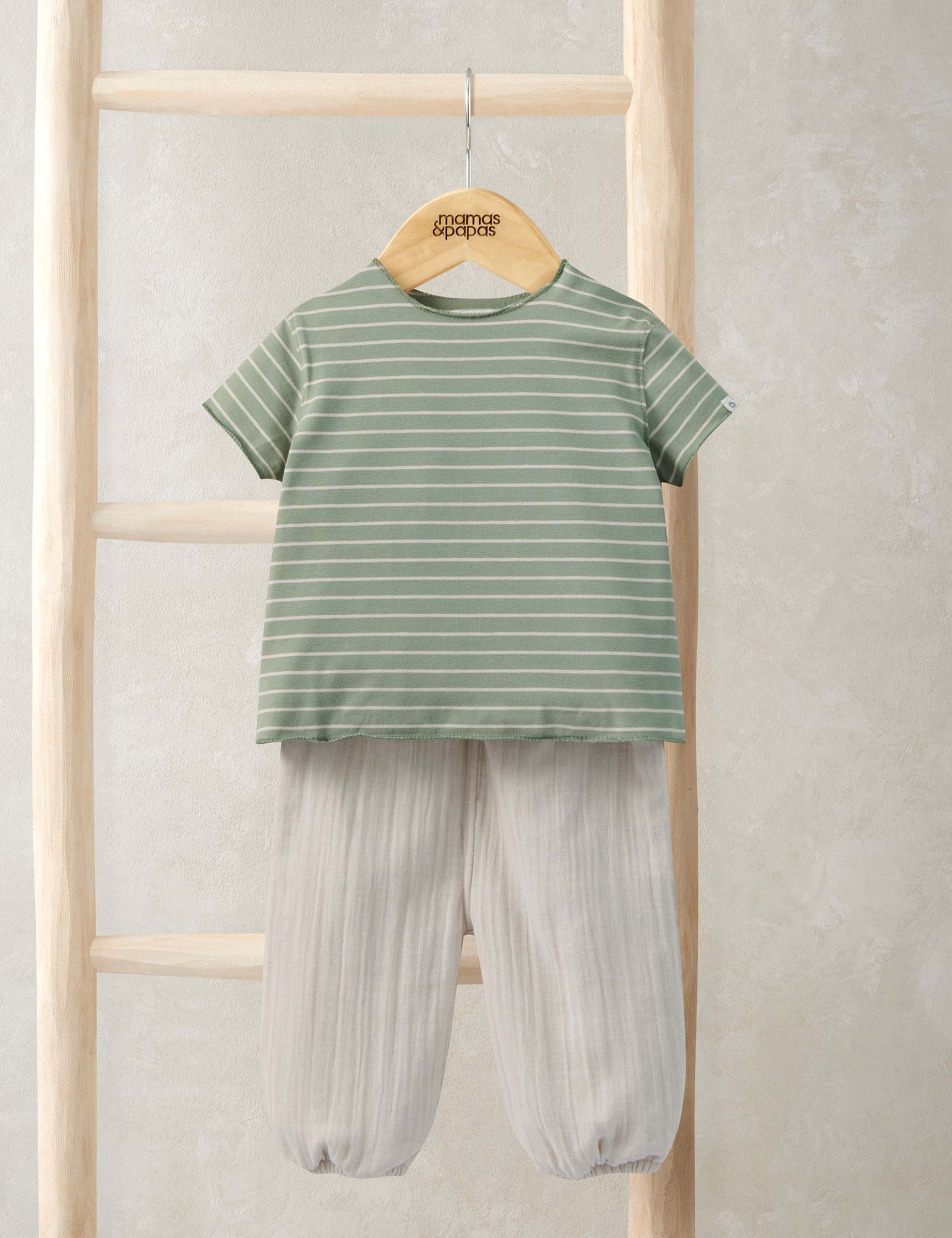 Cotton Rich Striped T-Shirt & Trousers Outfit (0-12 Mths)