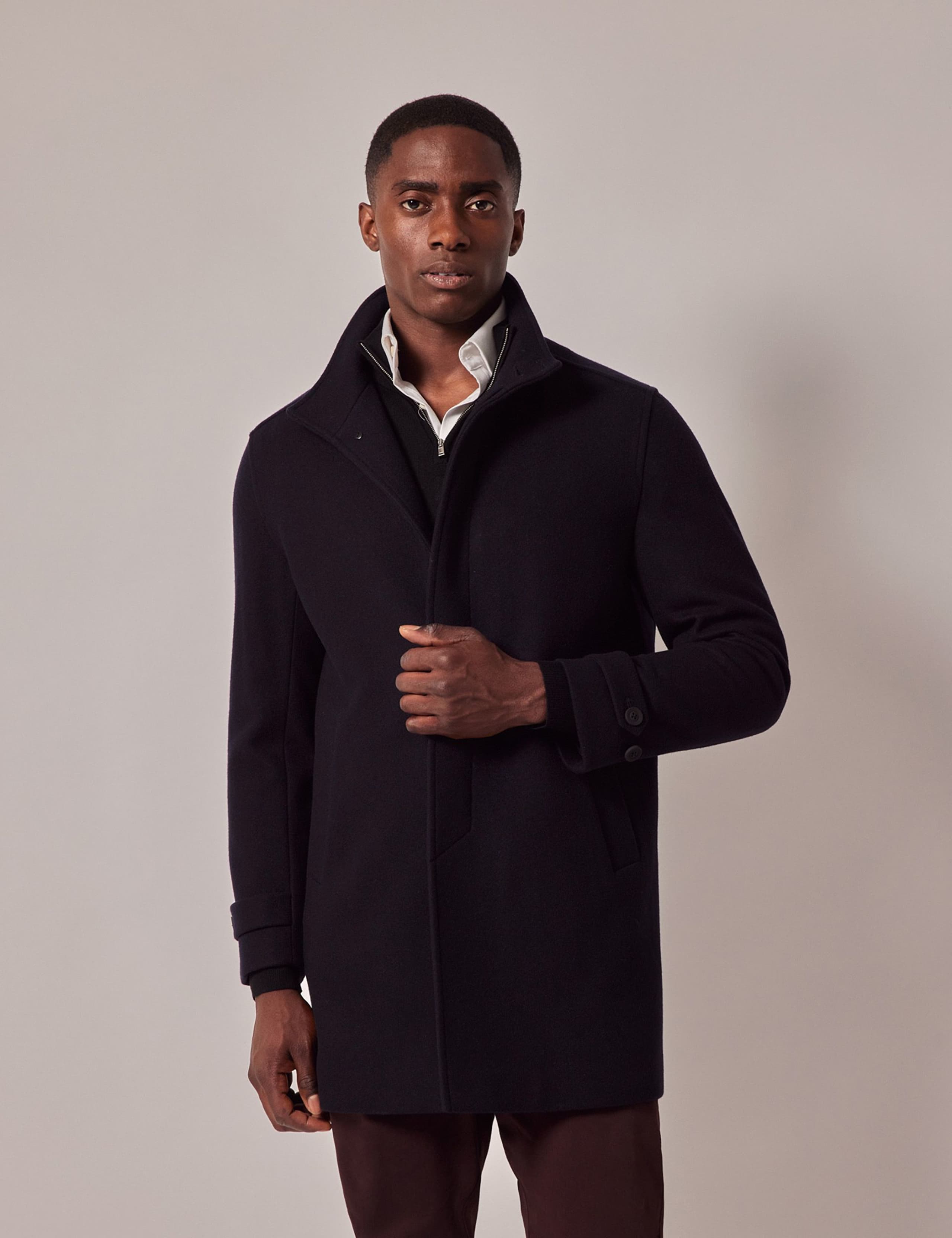 Pure Wool Funnel Neck Coat