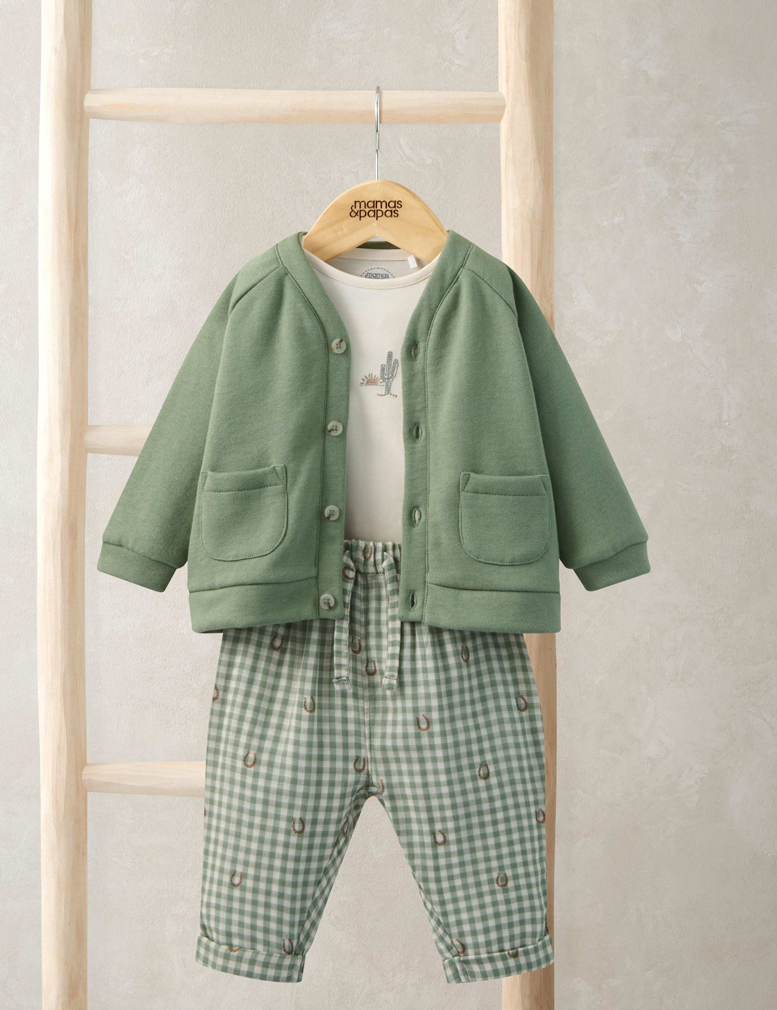3 Piece Pure Cotton Gingham Outfit (0-12 Months)