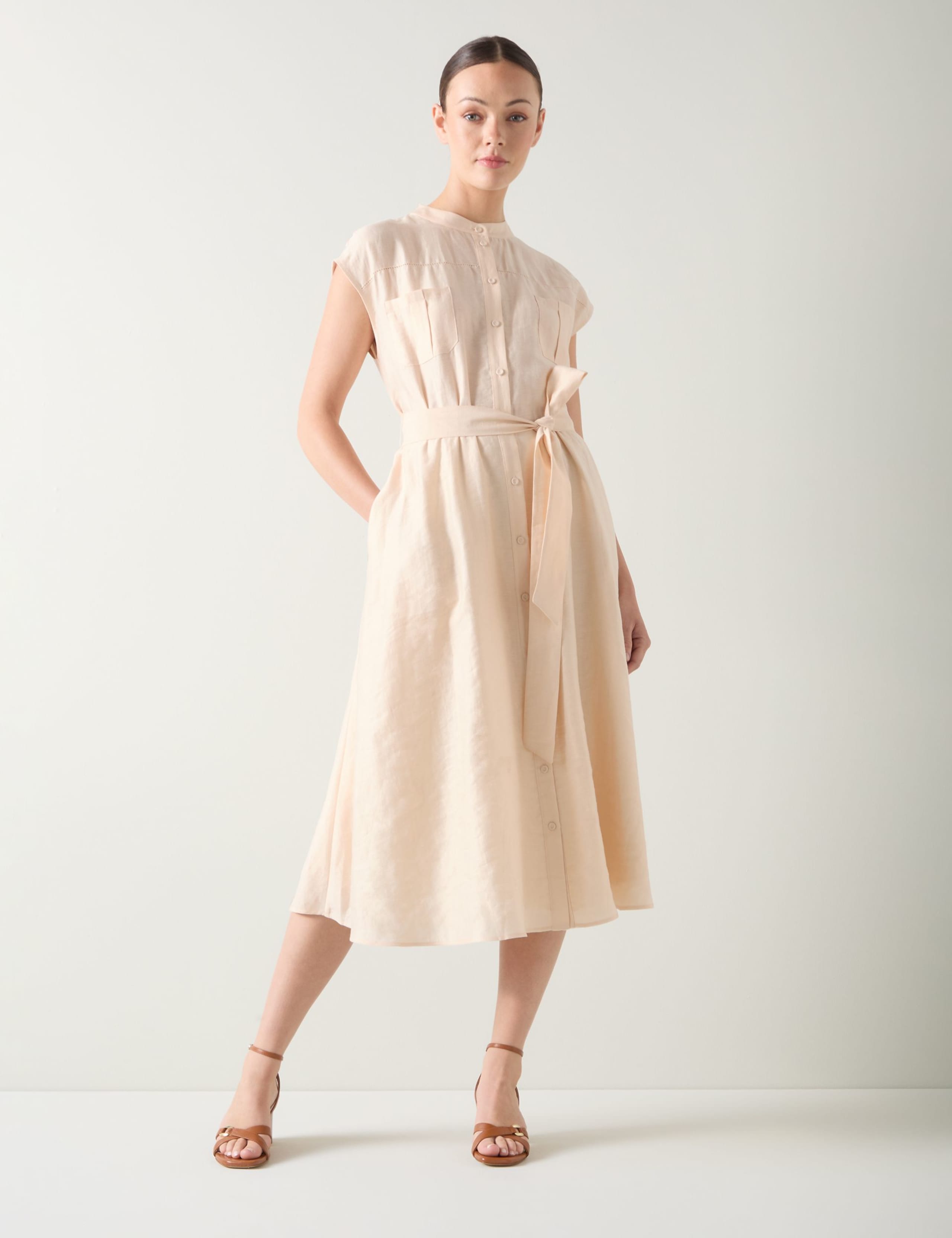 Utility Line Belted Midi Dress