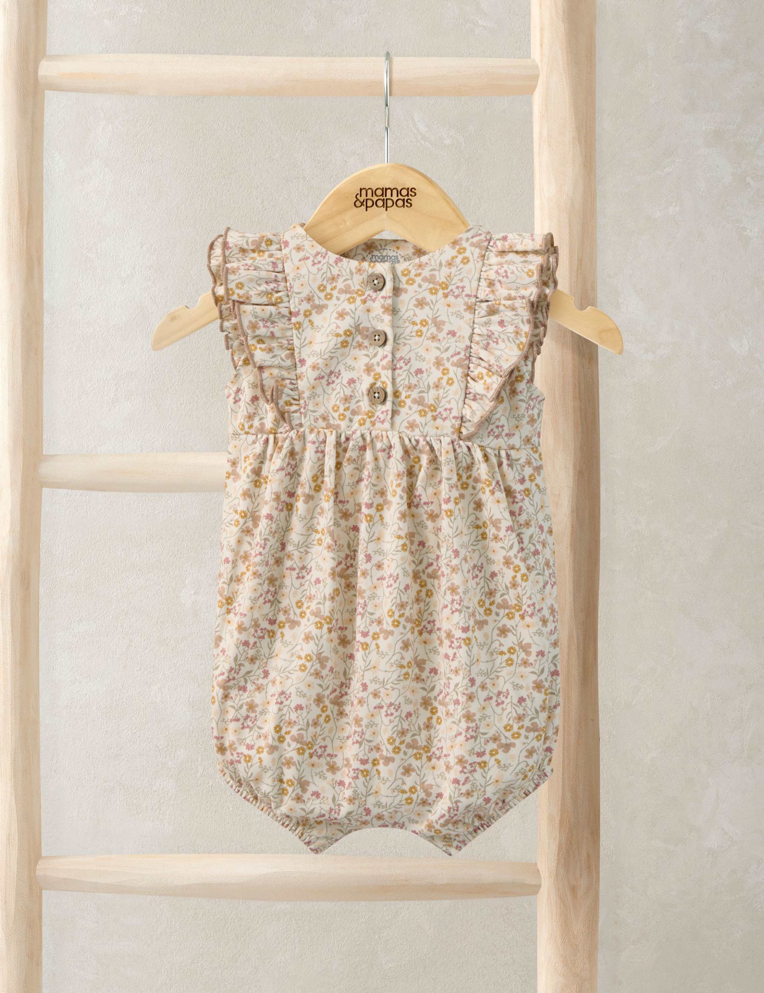 Pure Cotton Ditsy Print Shortie Romper (0-12 Mths)