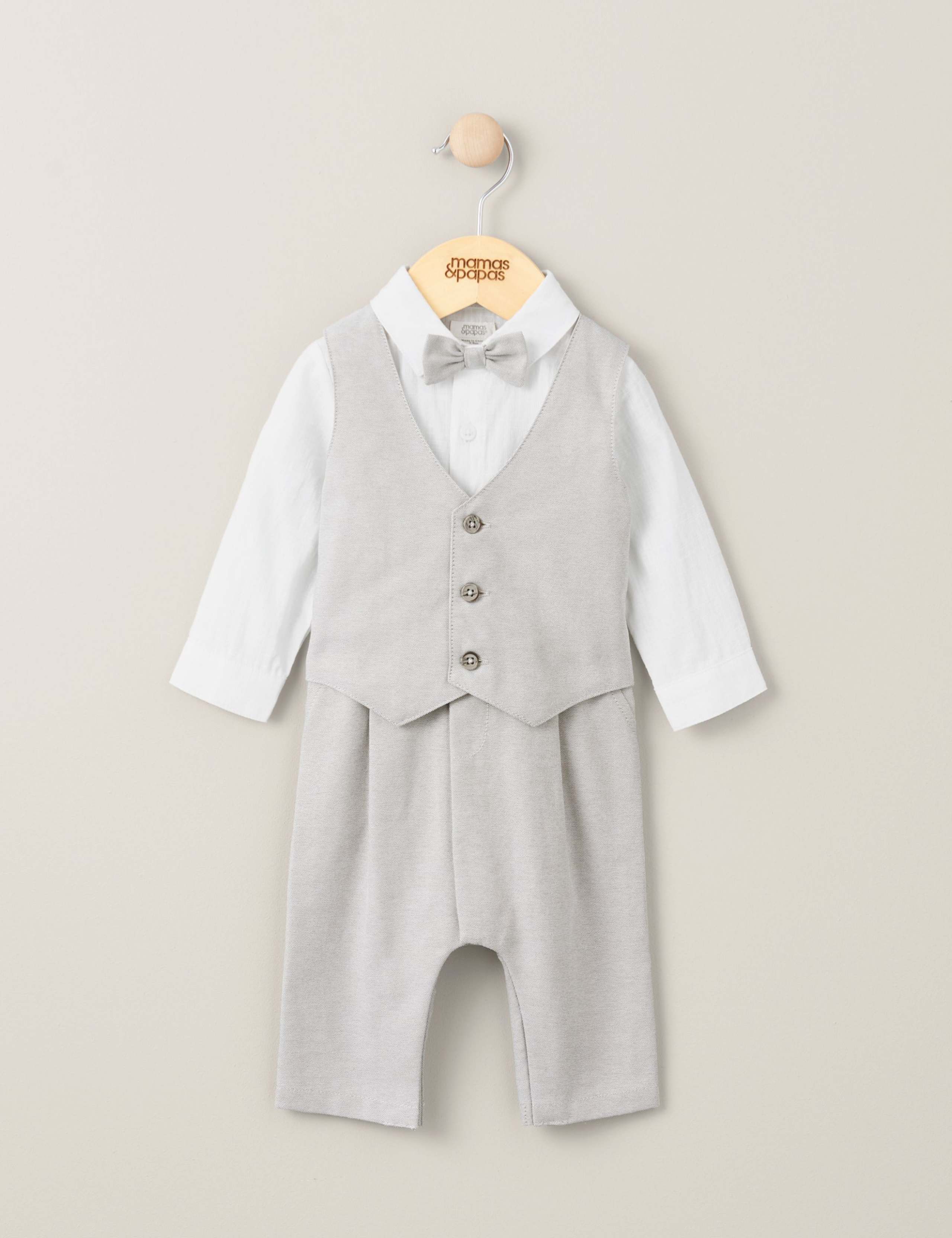 Cotton Rich Mock Waistcoat Romper (0-24 Months)