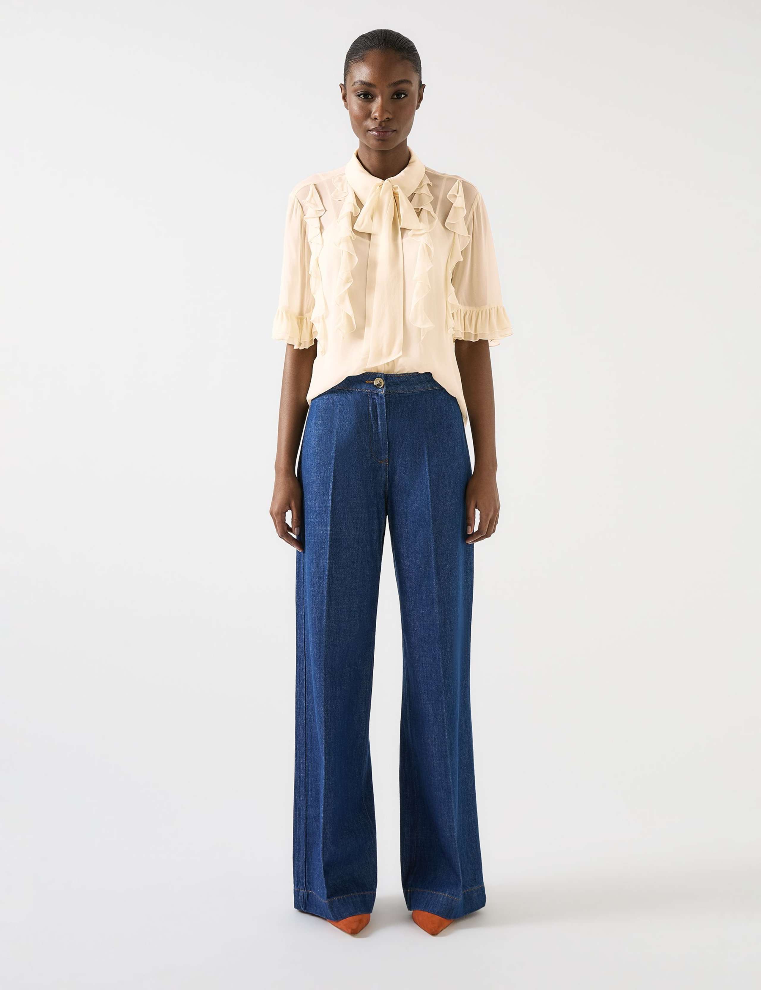 Frill Detail Pussybow Blouse