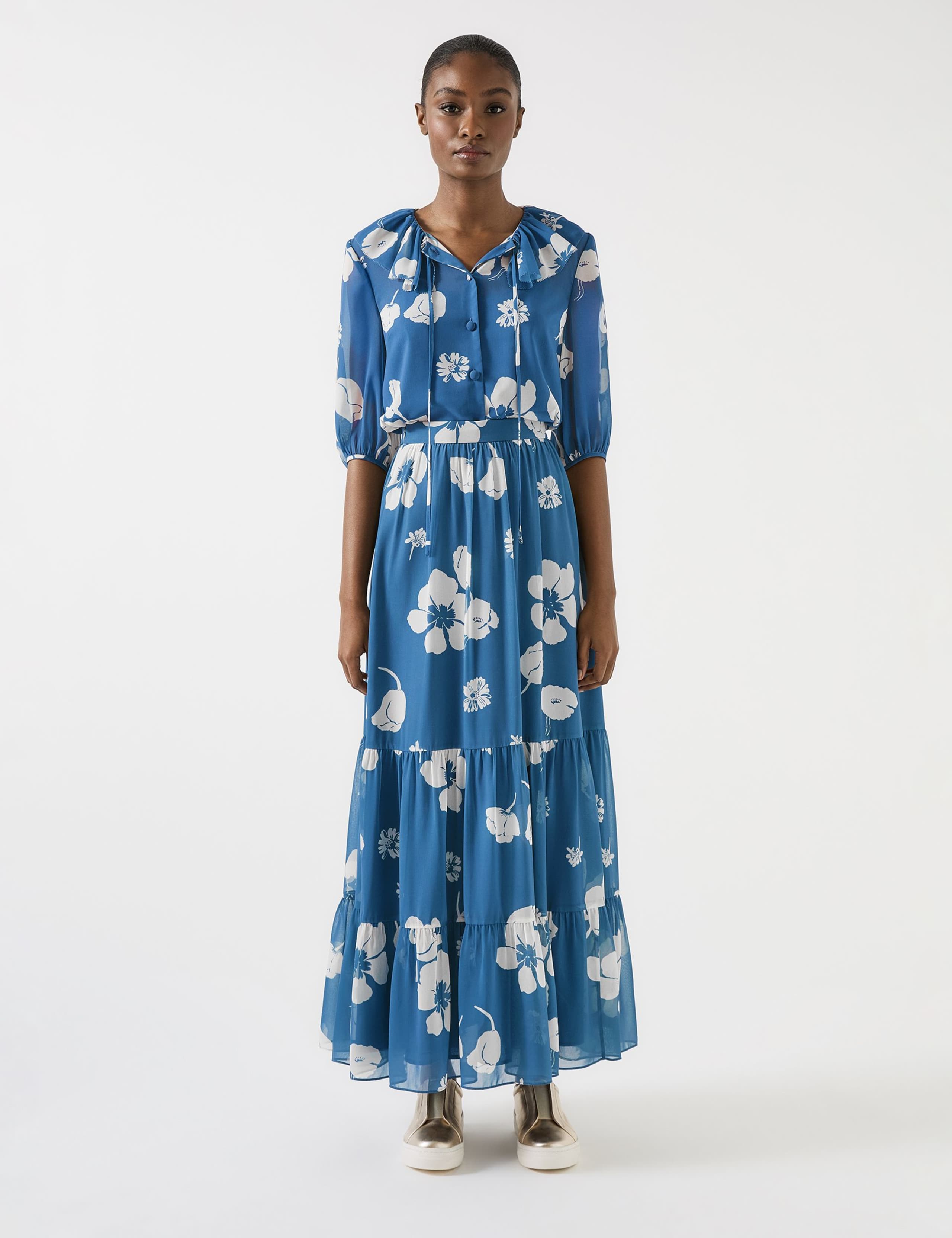 Floral Print Frill Detail Blouse