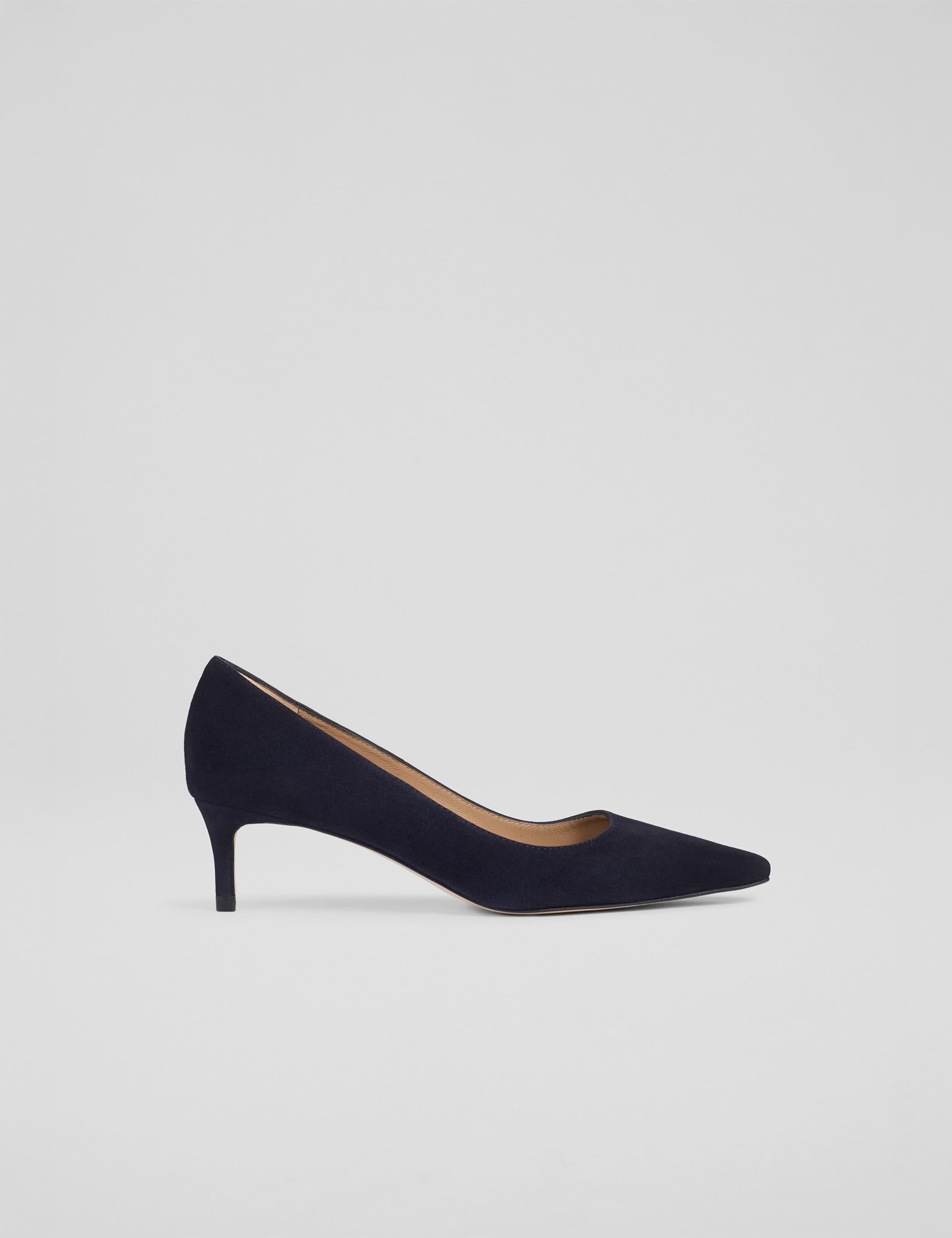 Leather Low Stiletto Heel Pointed Court Shoes
