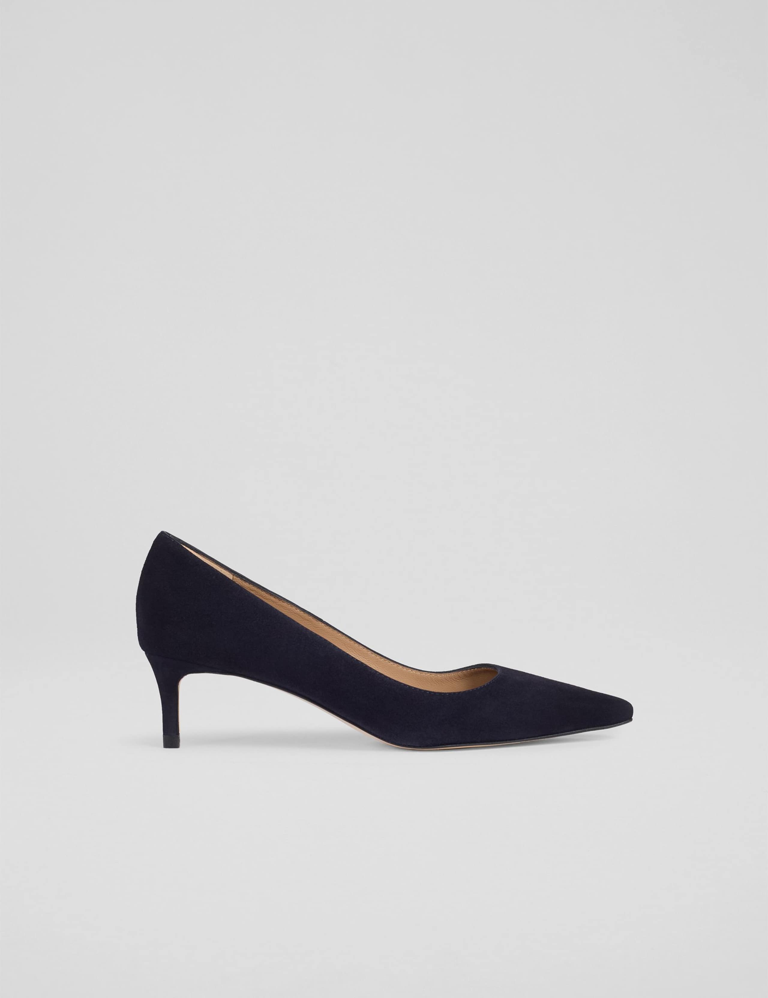 Suede Low Stiletto Heel Pointed Court Shoes