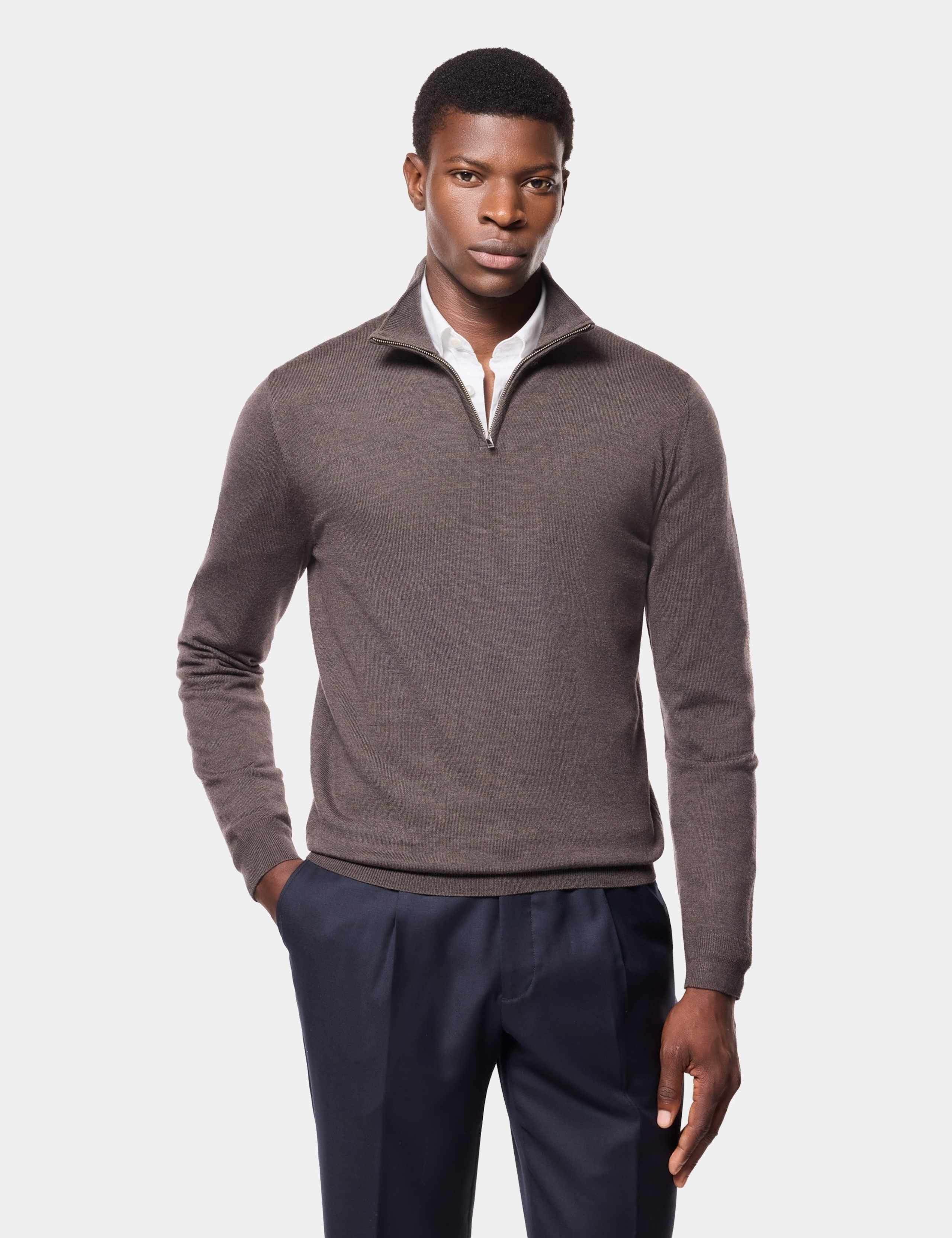 Pure Wool Half Zip Jumper