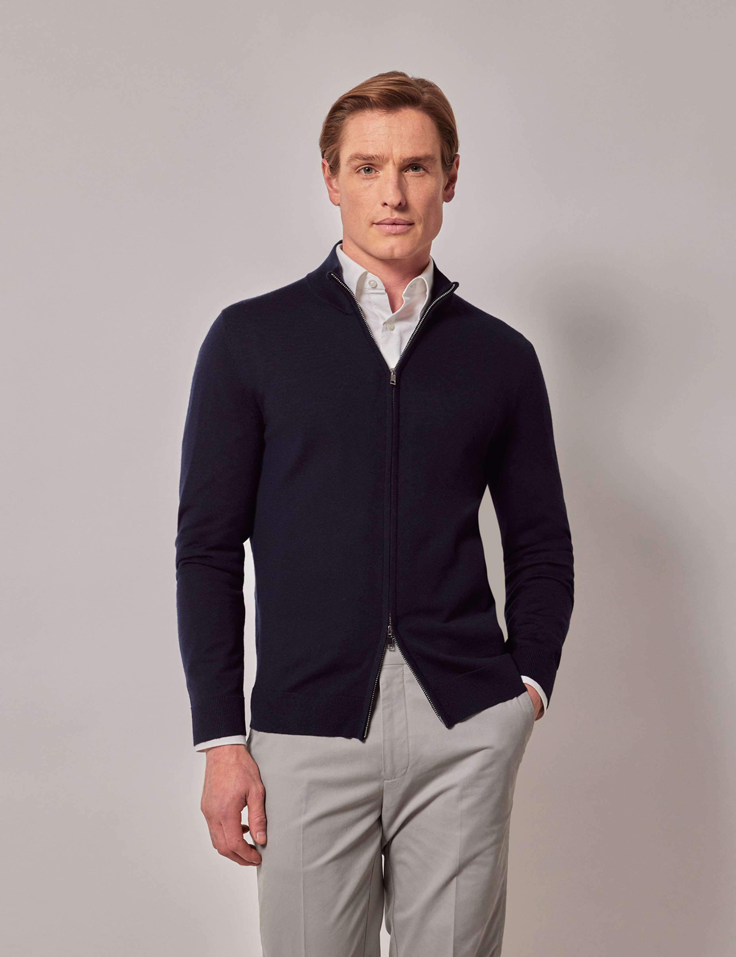 Pure Wool Zip Up Jumper