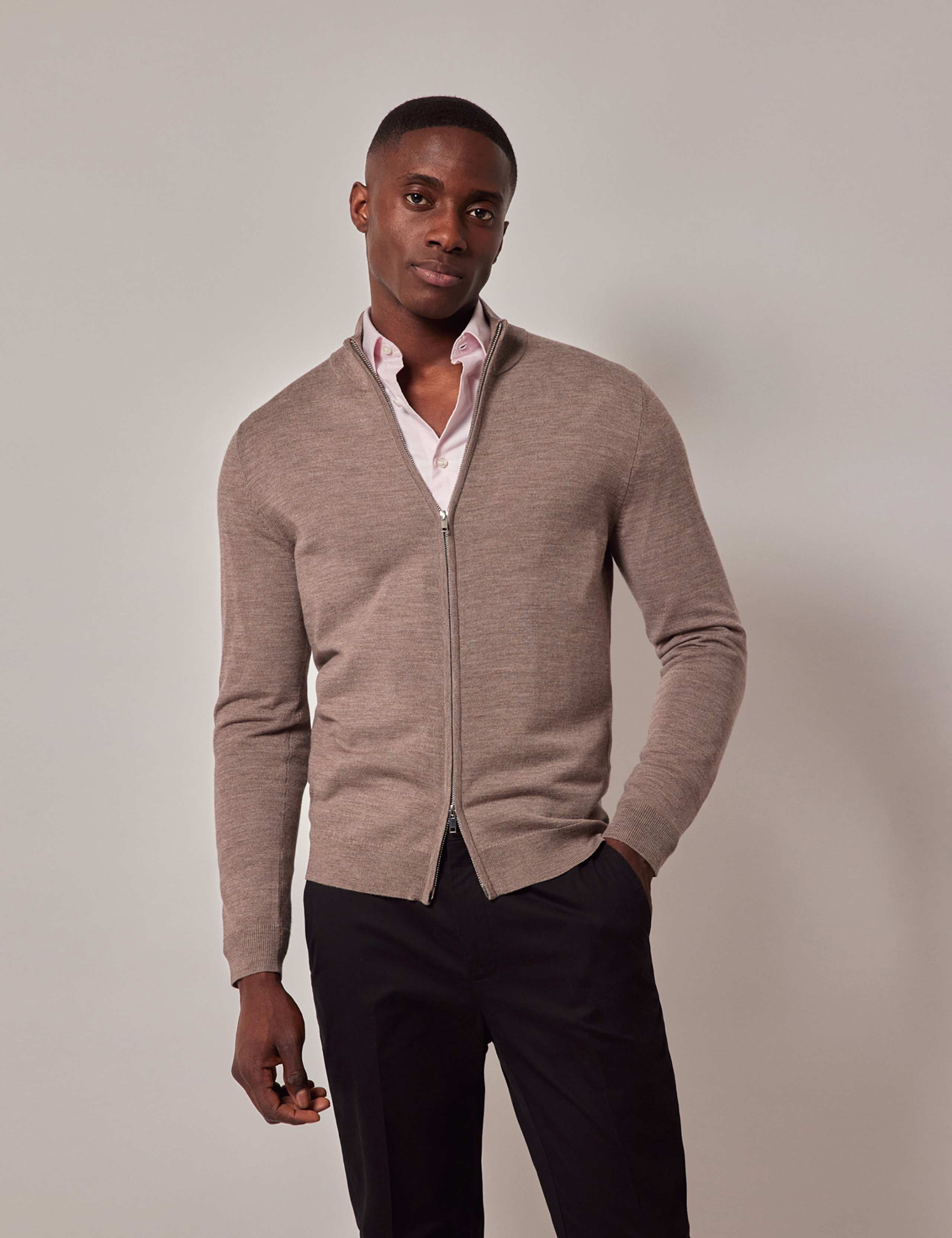 Pure Wool Zip Up Jumper