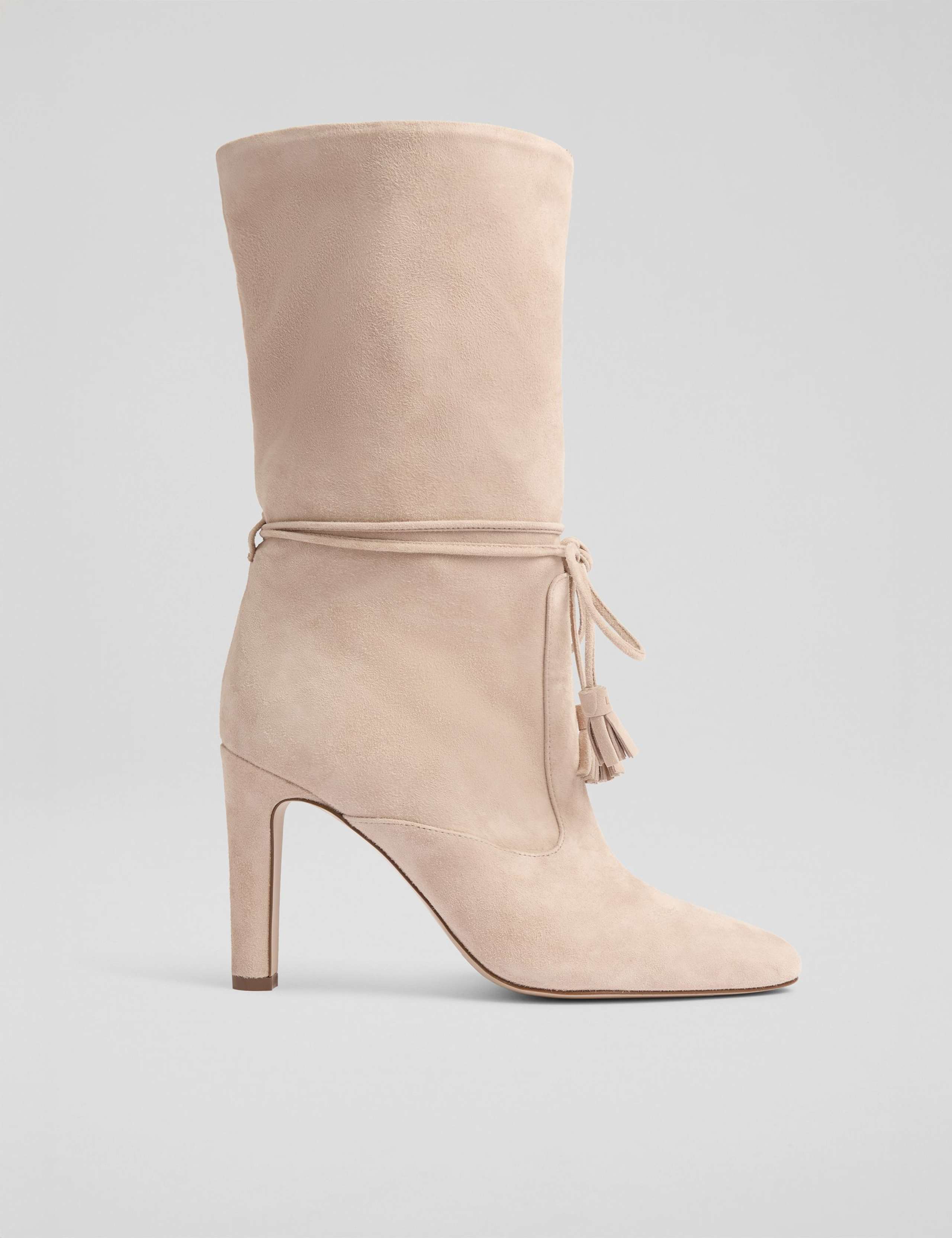 Leather Tassel Ruched Ankle Boots