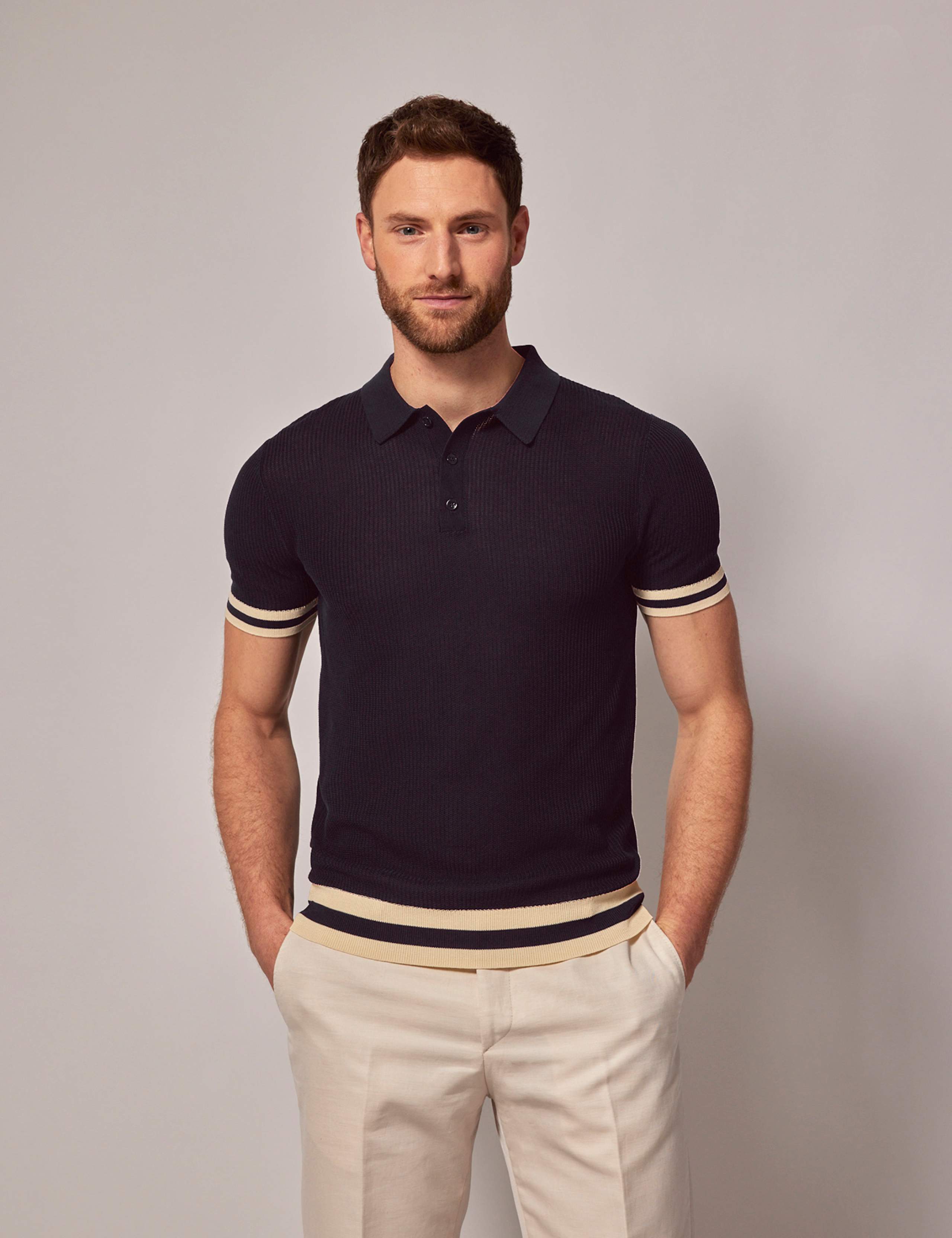 Pure Cotton Textured Polo Shirt