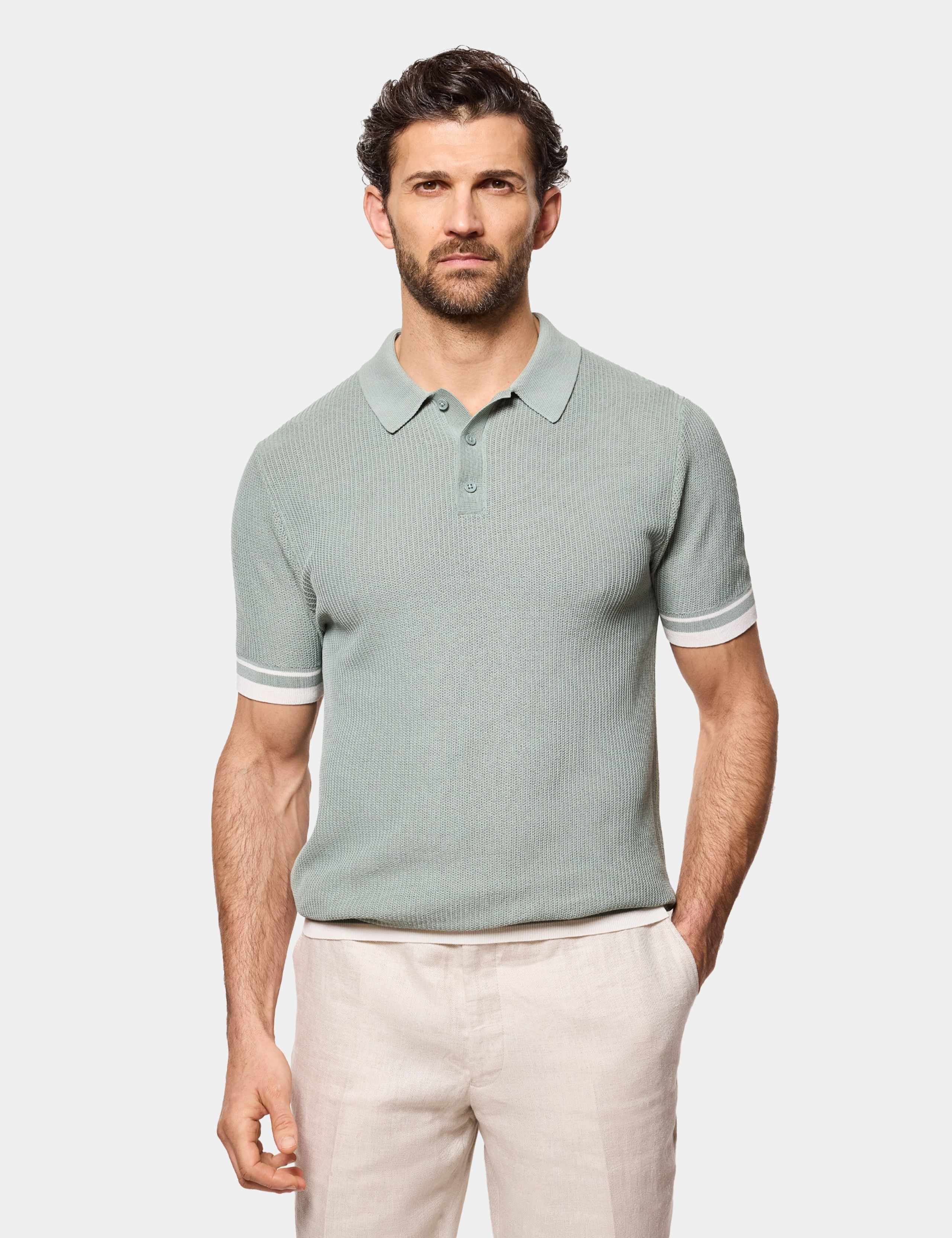 Pure Cotton Textured Polo Shirt