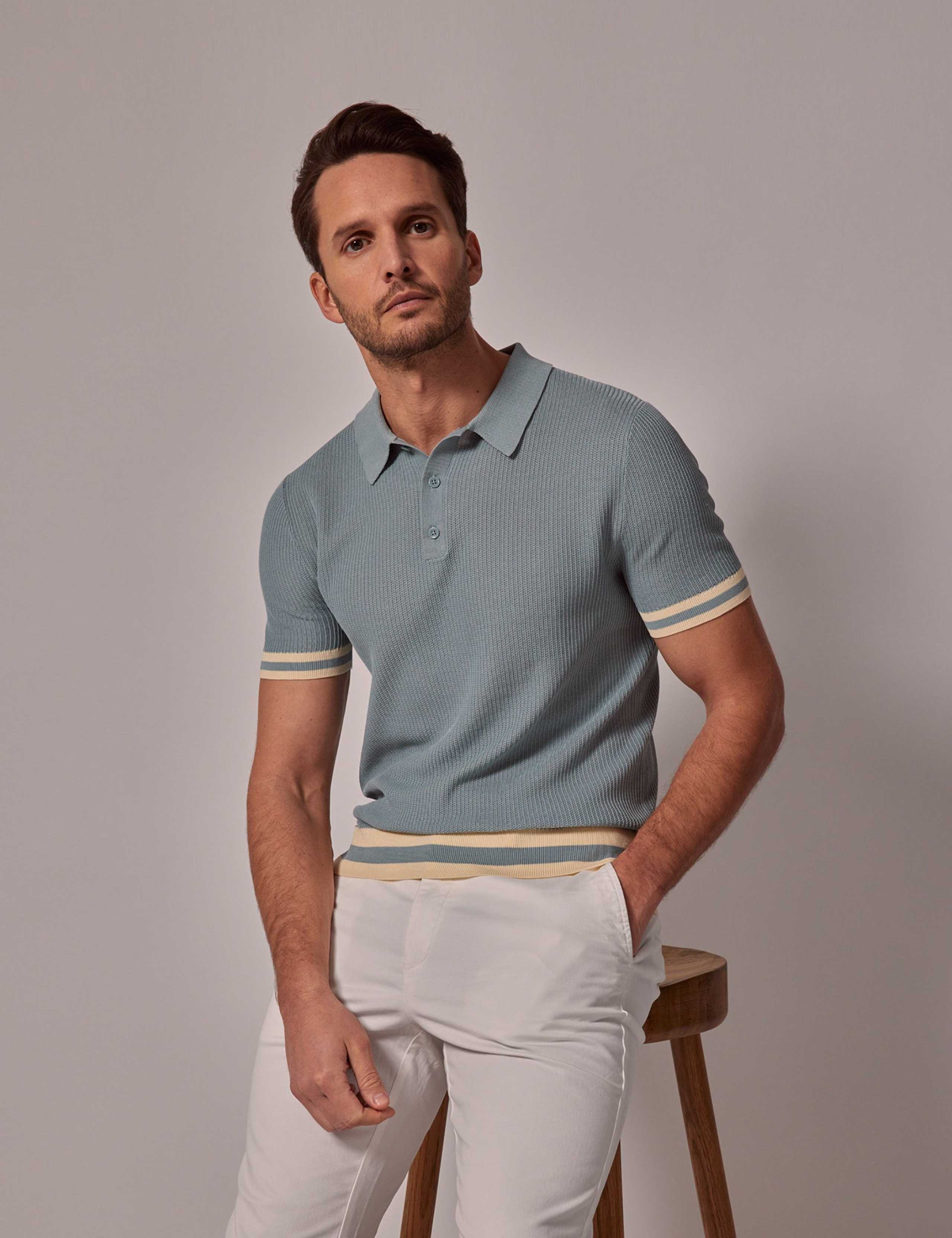 Pure Cotton Textured Polo Shirt