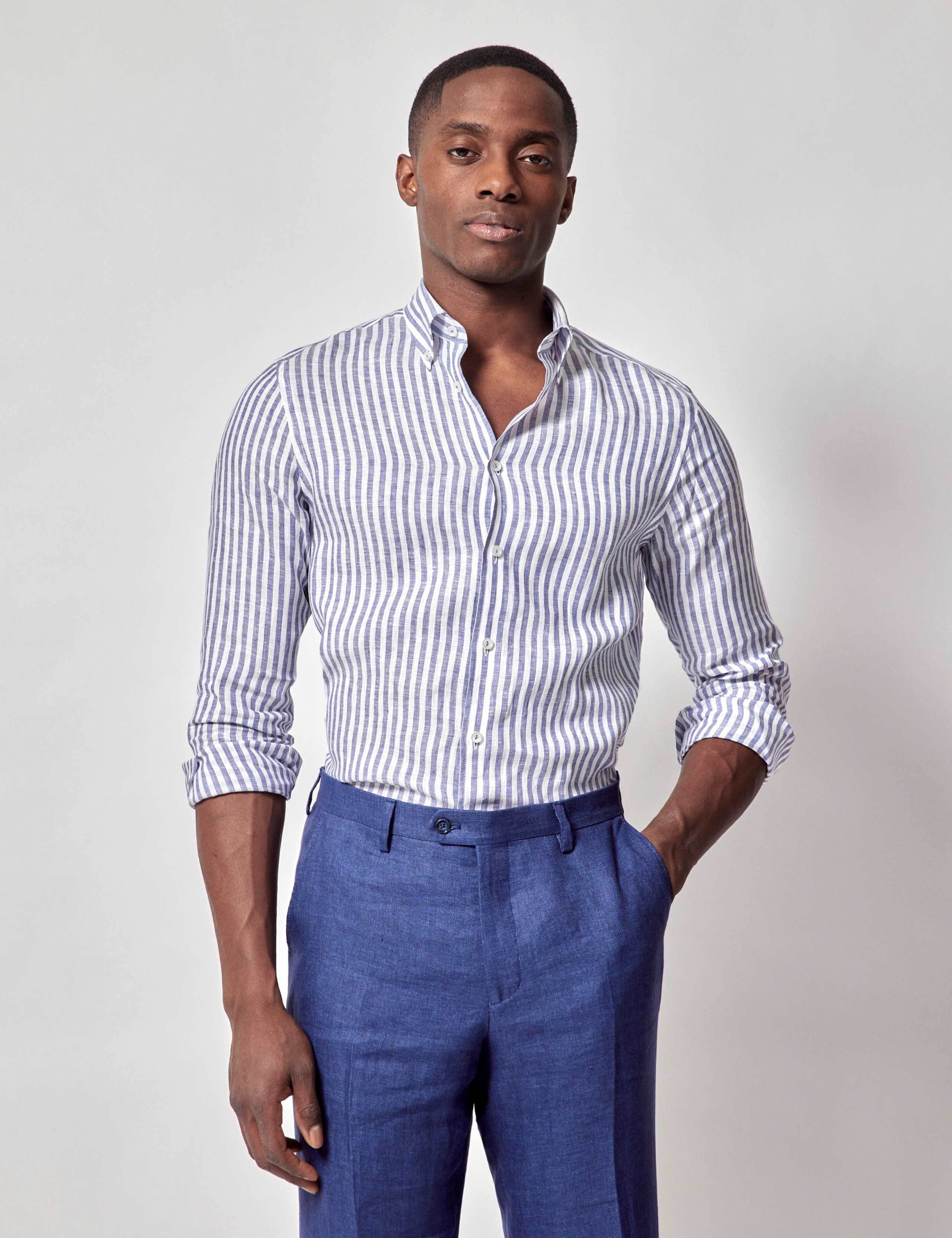 Slim Fit Pure Linen Striped Shirt