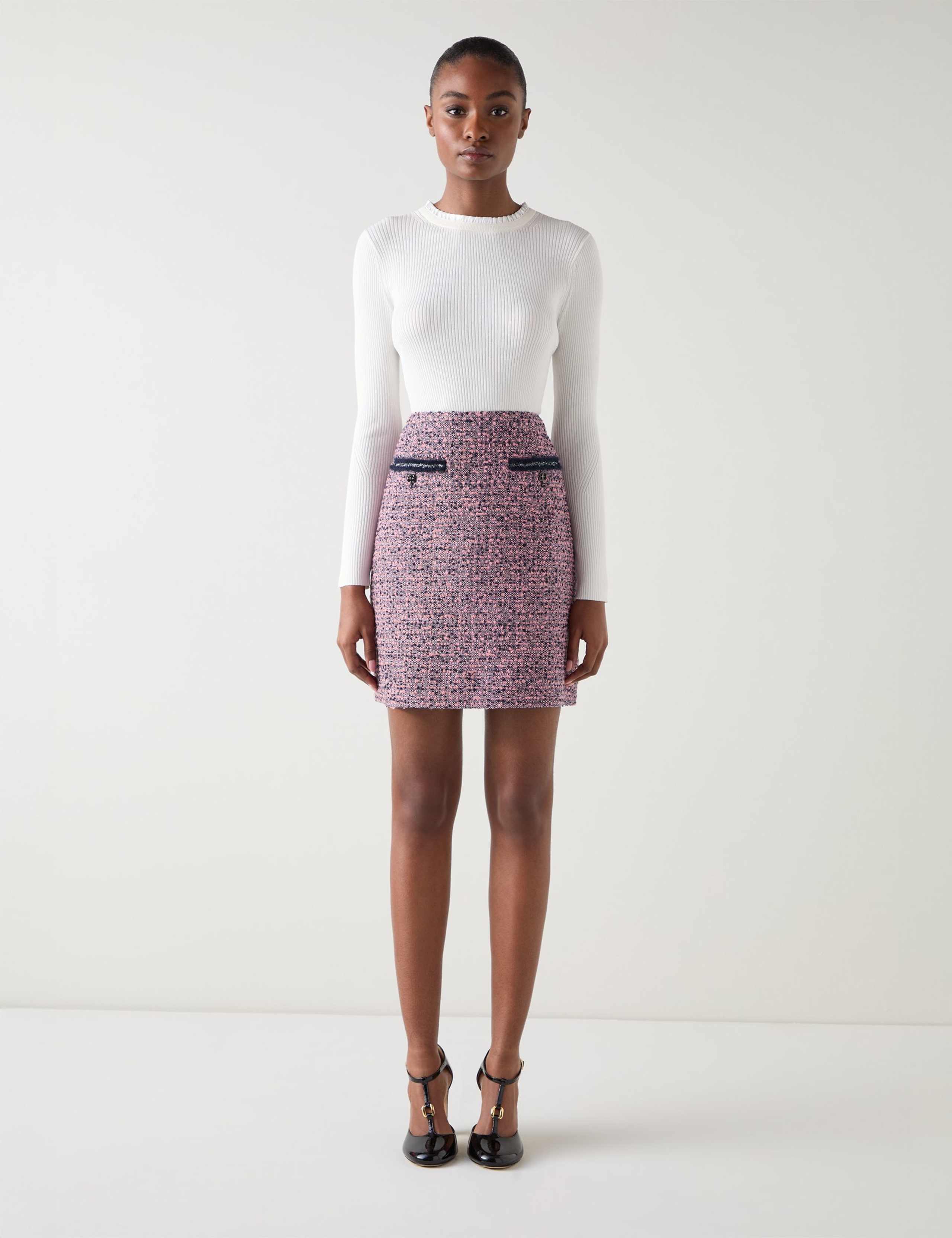 Cotton Rich Tweed A-Line Skirt