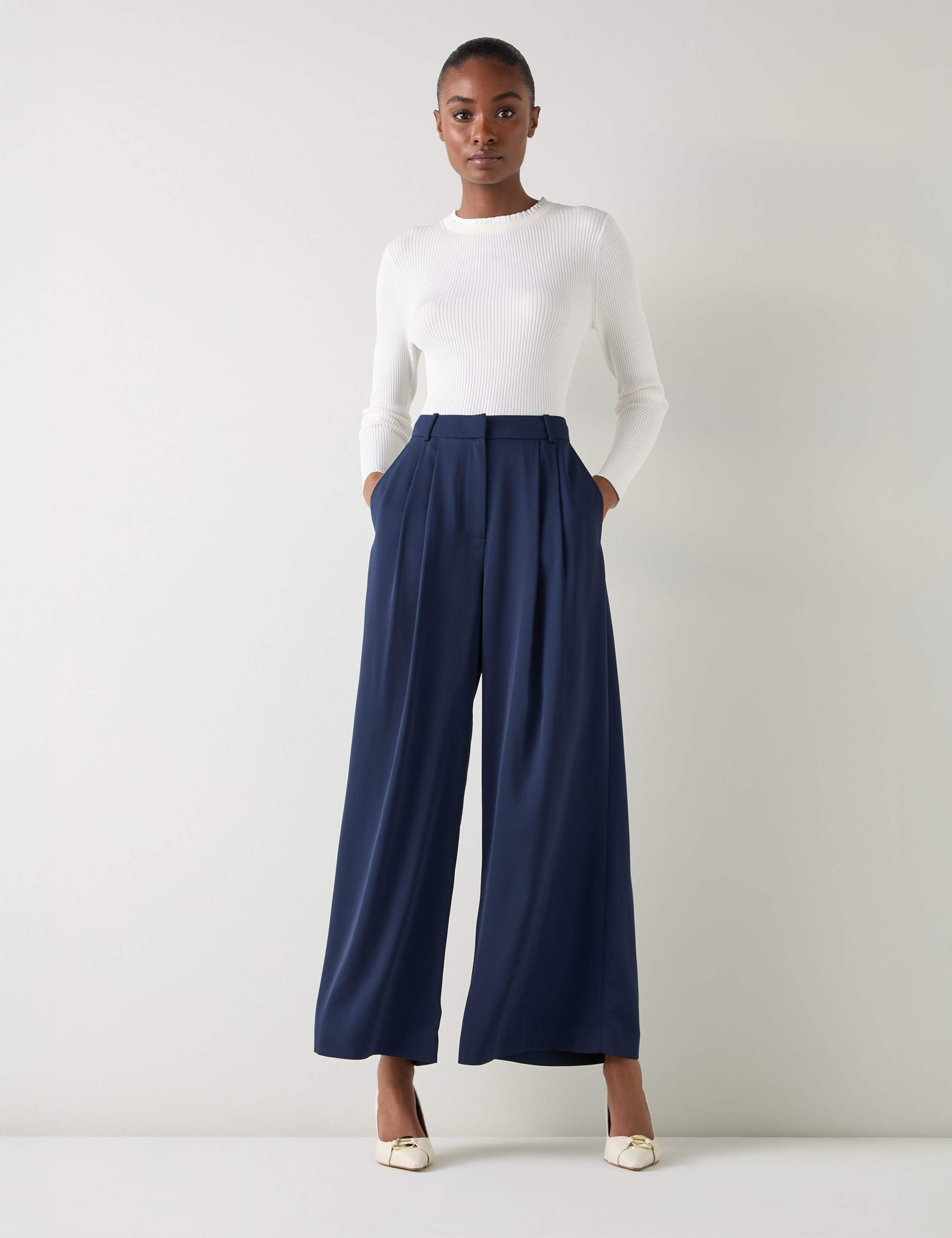 Pleated Wide Leg Trousers