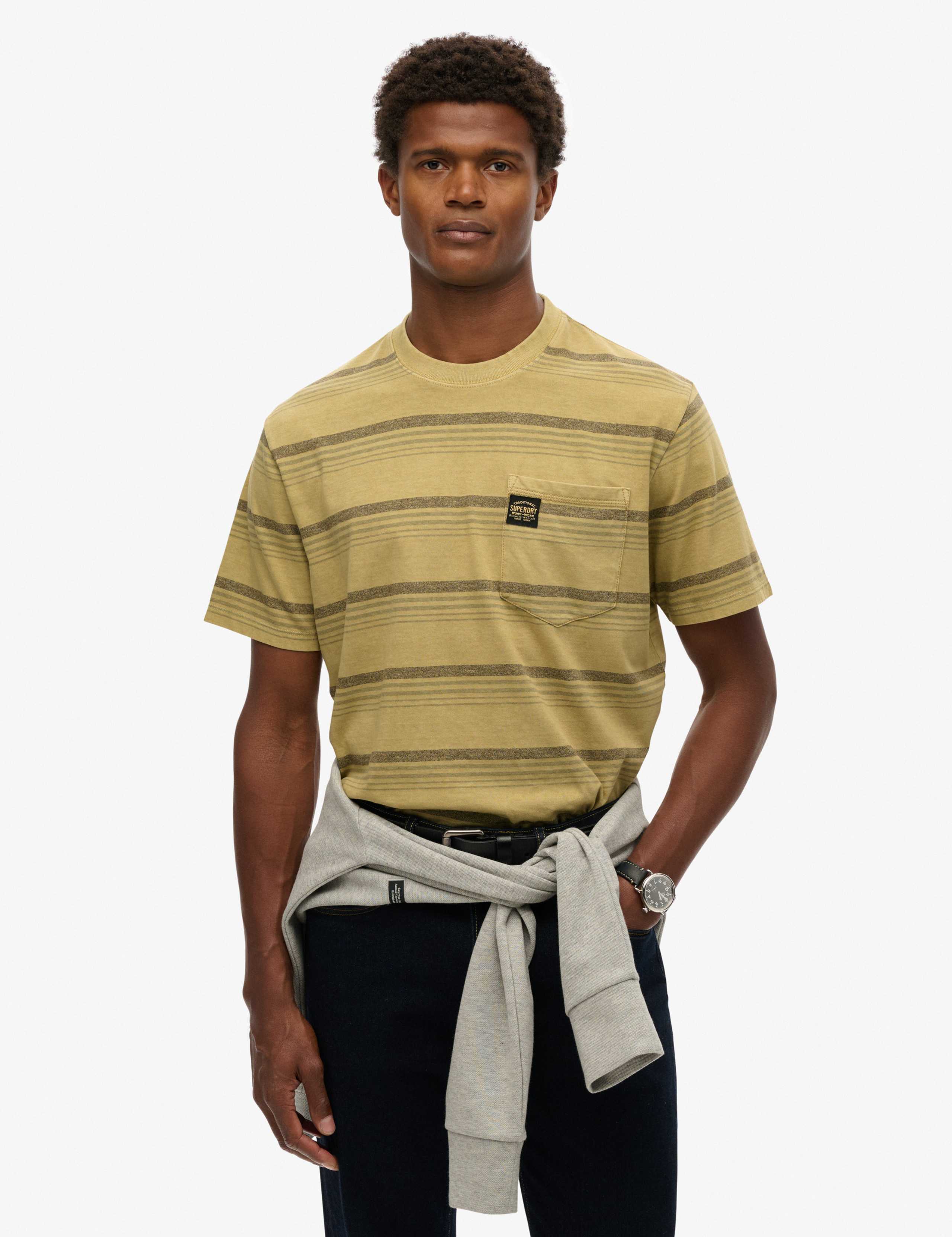 Pure Cotton Striped Crew Neck T-Shirt
