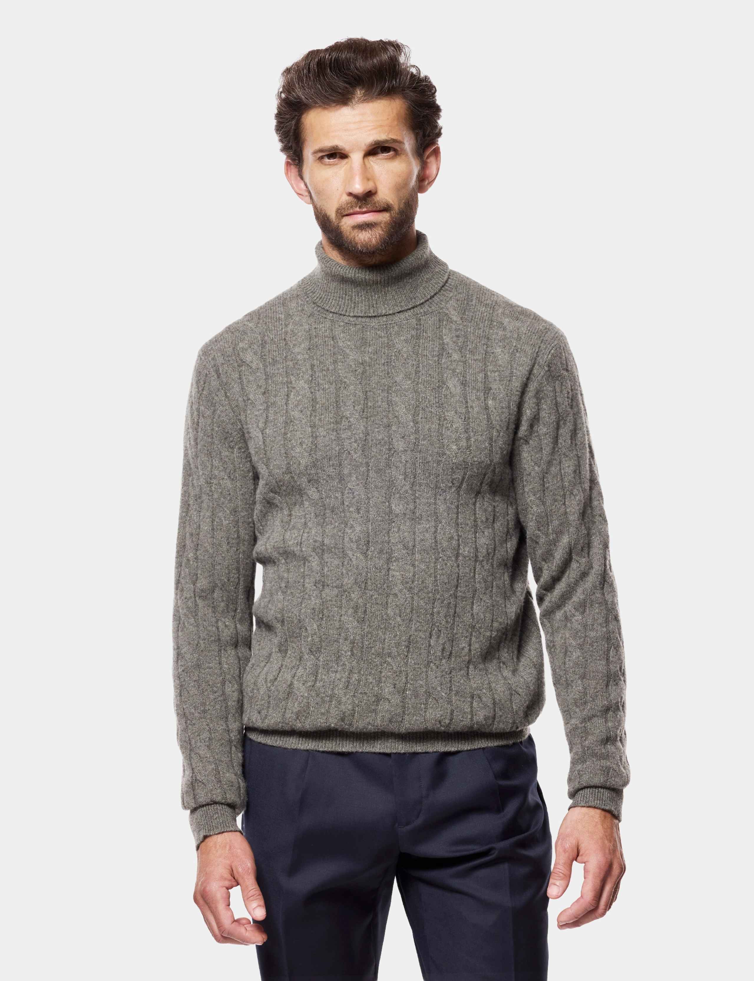 Pure Lambswool Cable Roll Neck Jumper