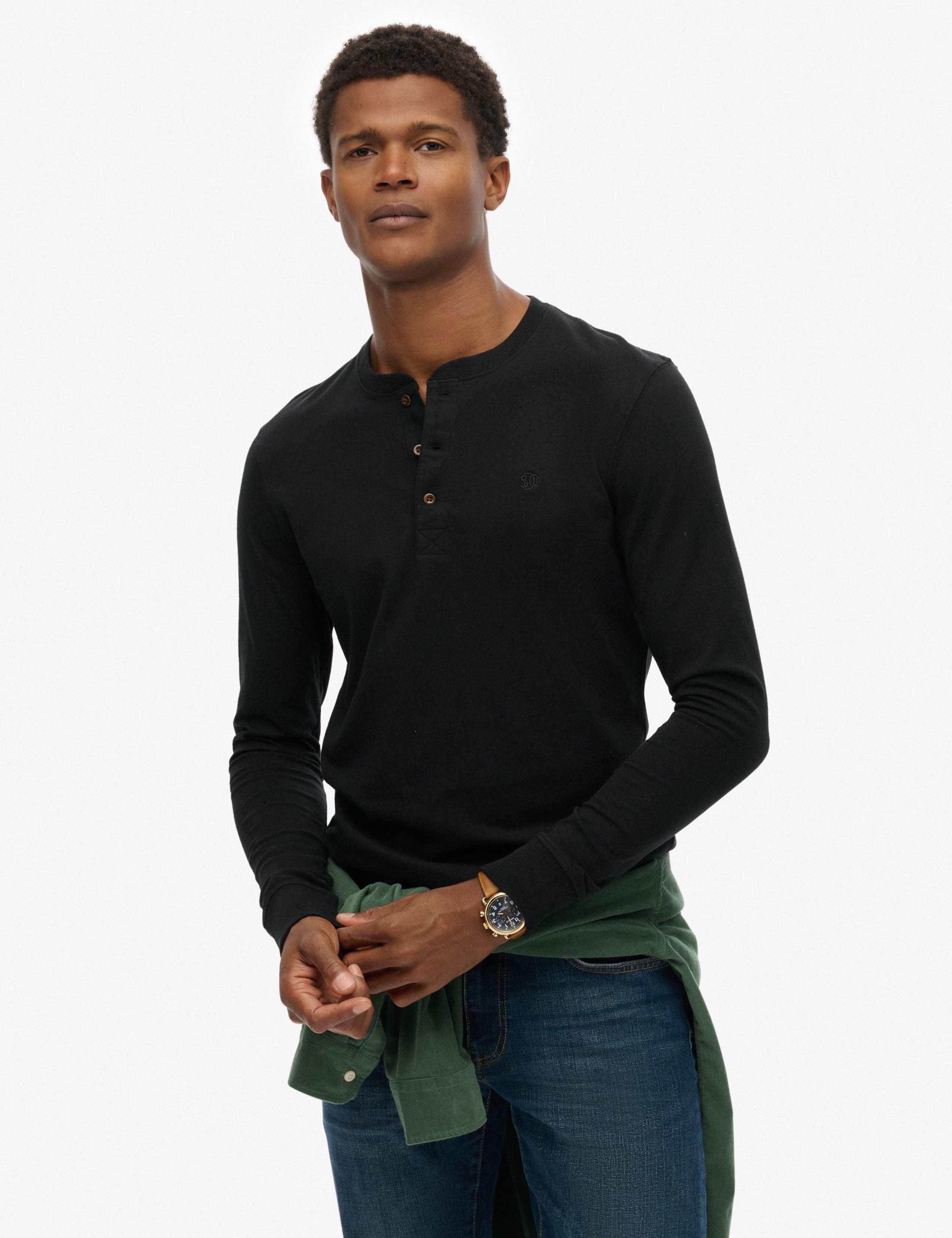 Relaxed Fit Pure Cotton Grandad Collar Top