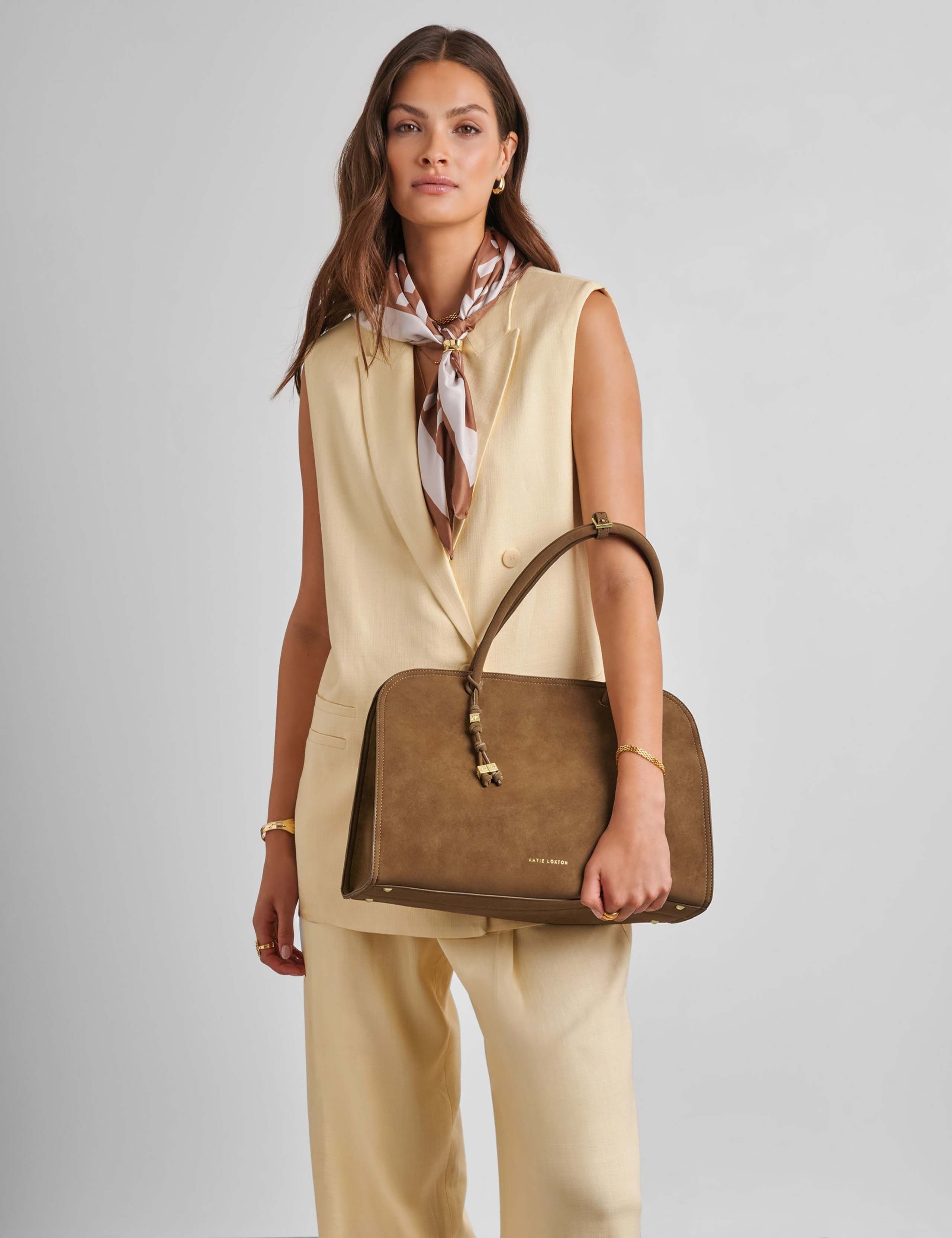 Suedette Shoulder Tote Bag