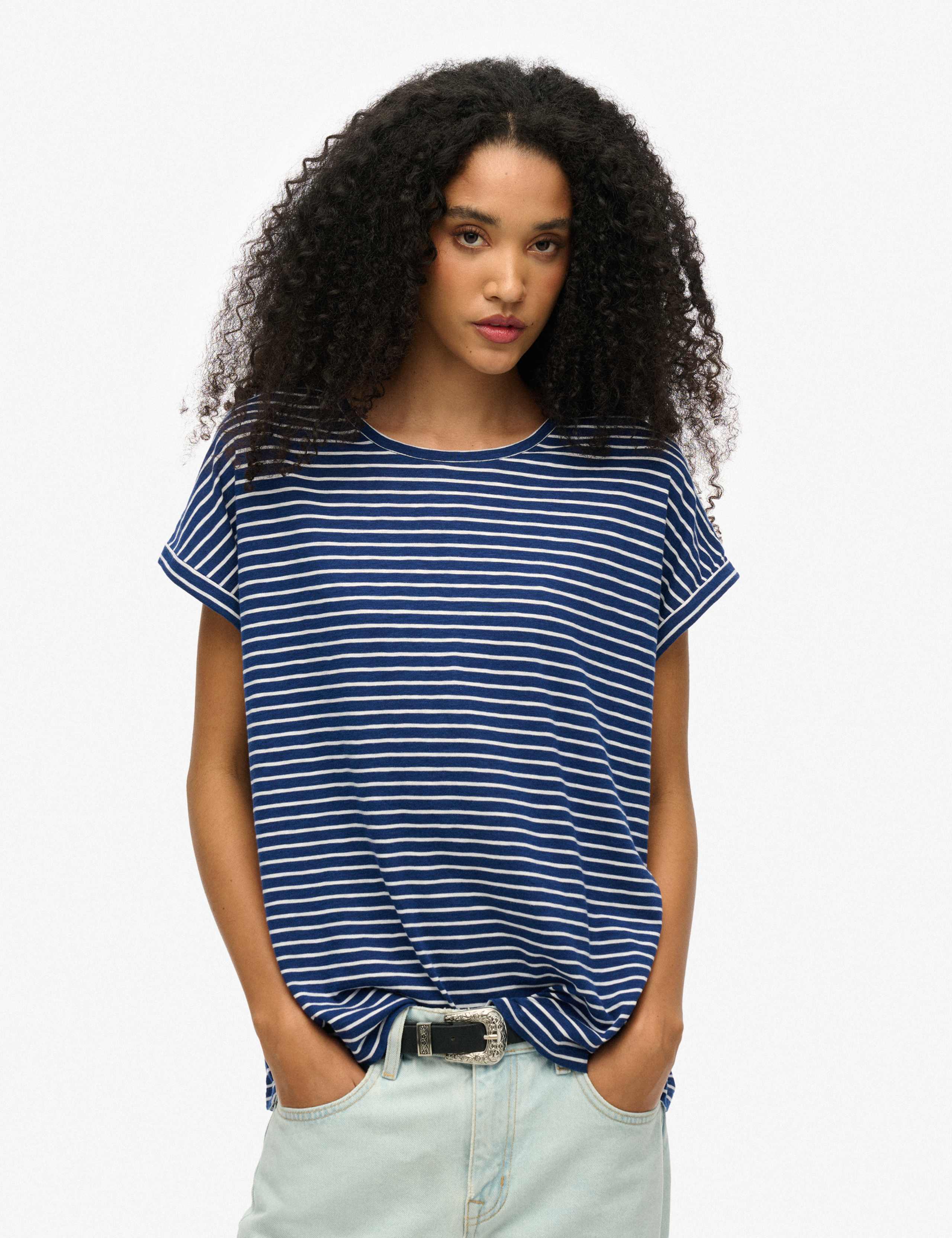 Cotton Rich Striped Scoop Neck T-Shirt