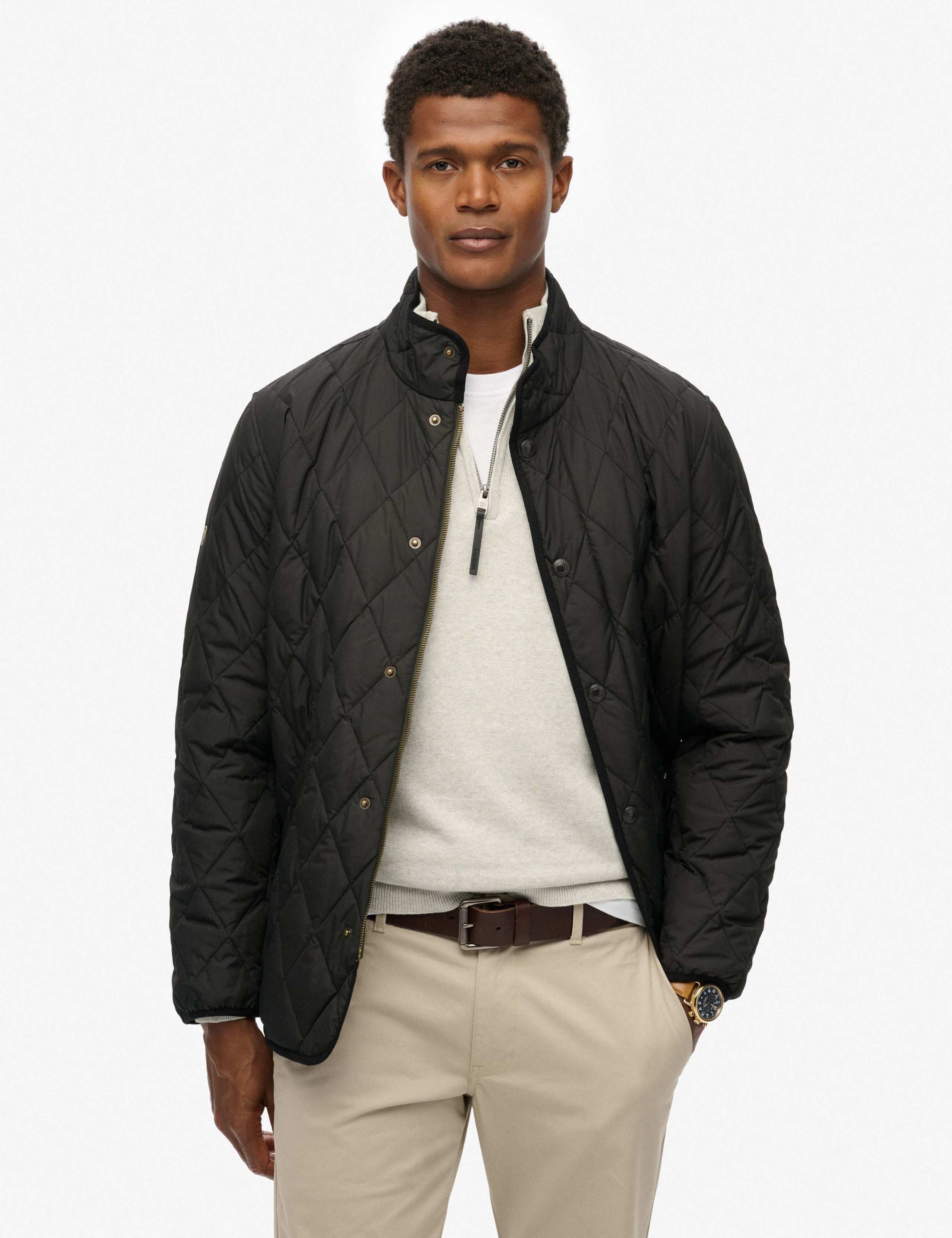 Slim Fit Quilted Funnel Neck Estate Jacket