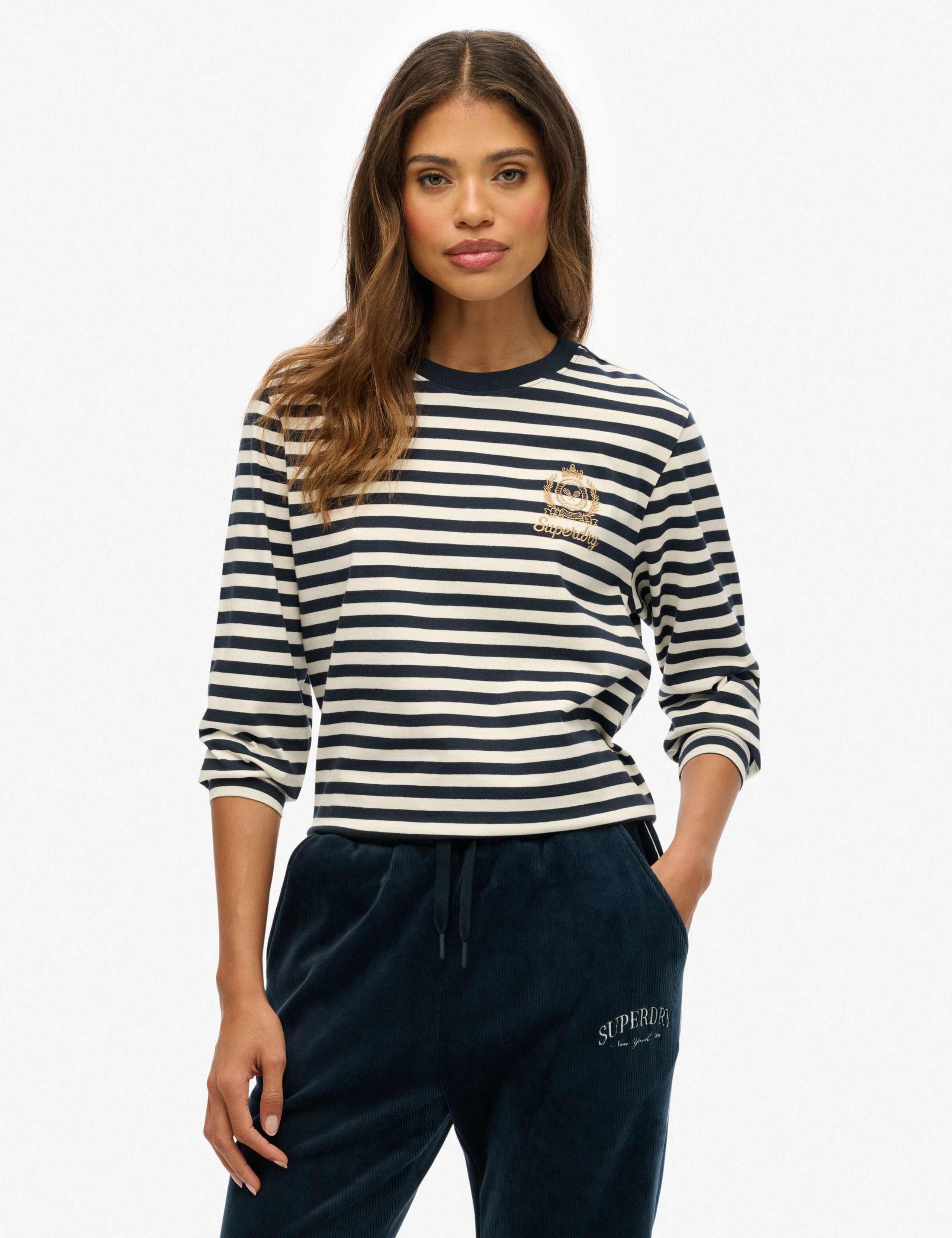Pure Cotton Long Sleeve Stripe Top