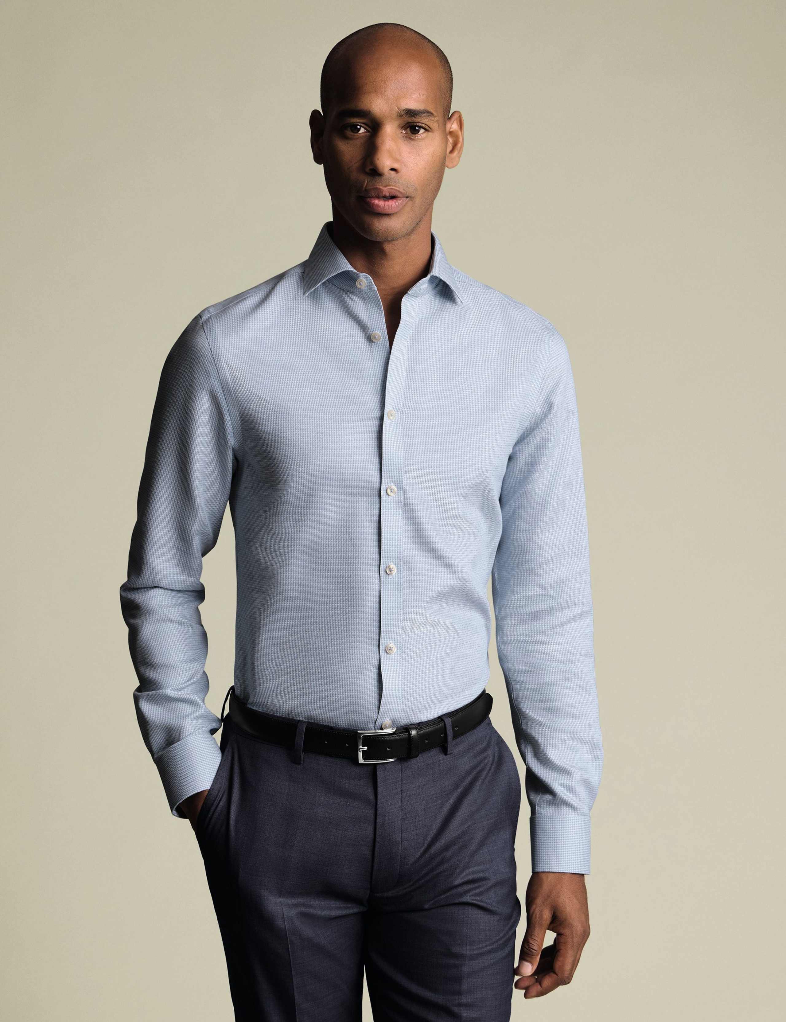 Non Iron Regular Fit Textured Shirt