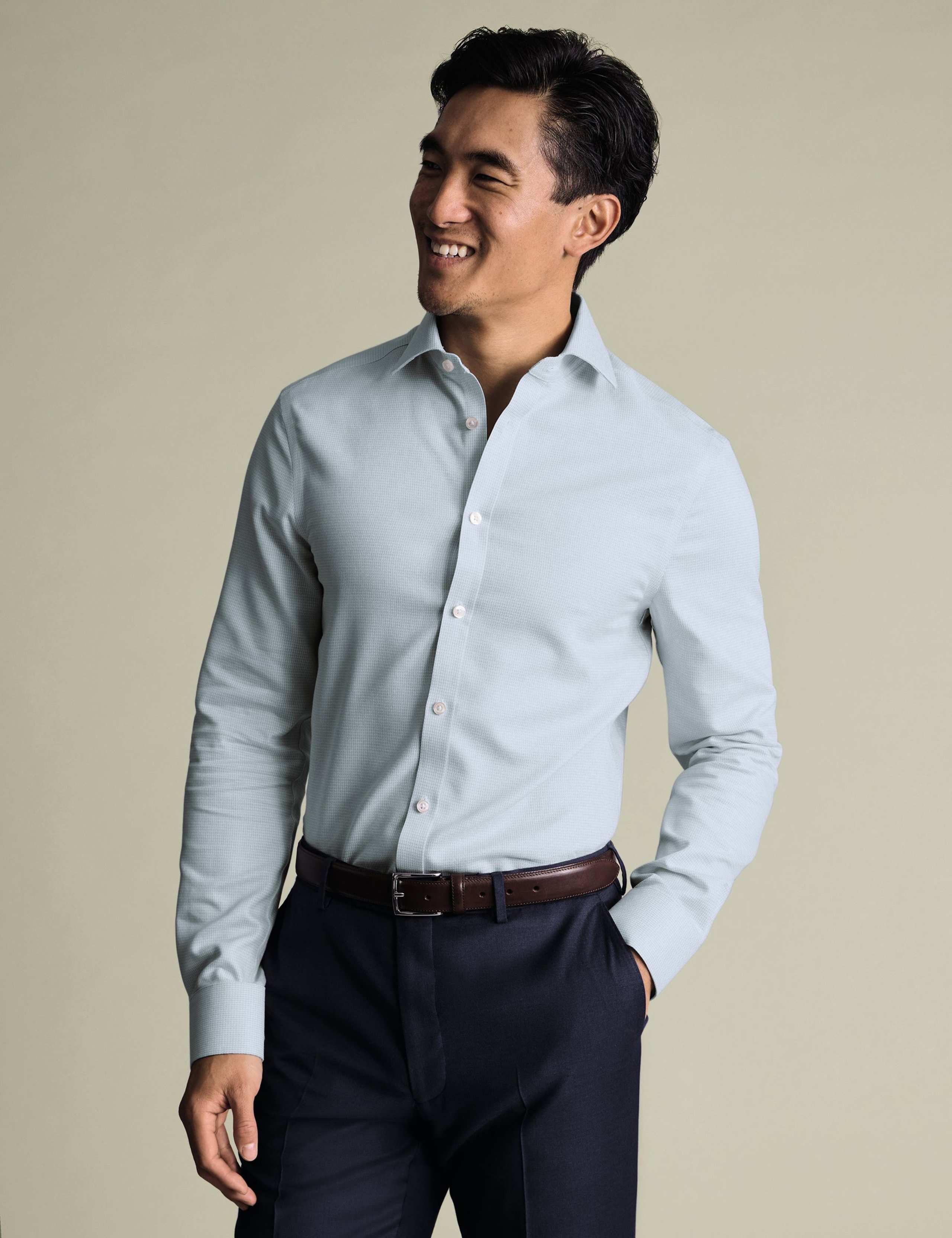 Slim Fit Easy Iron Pure Cotton Burlington Shirt