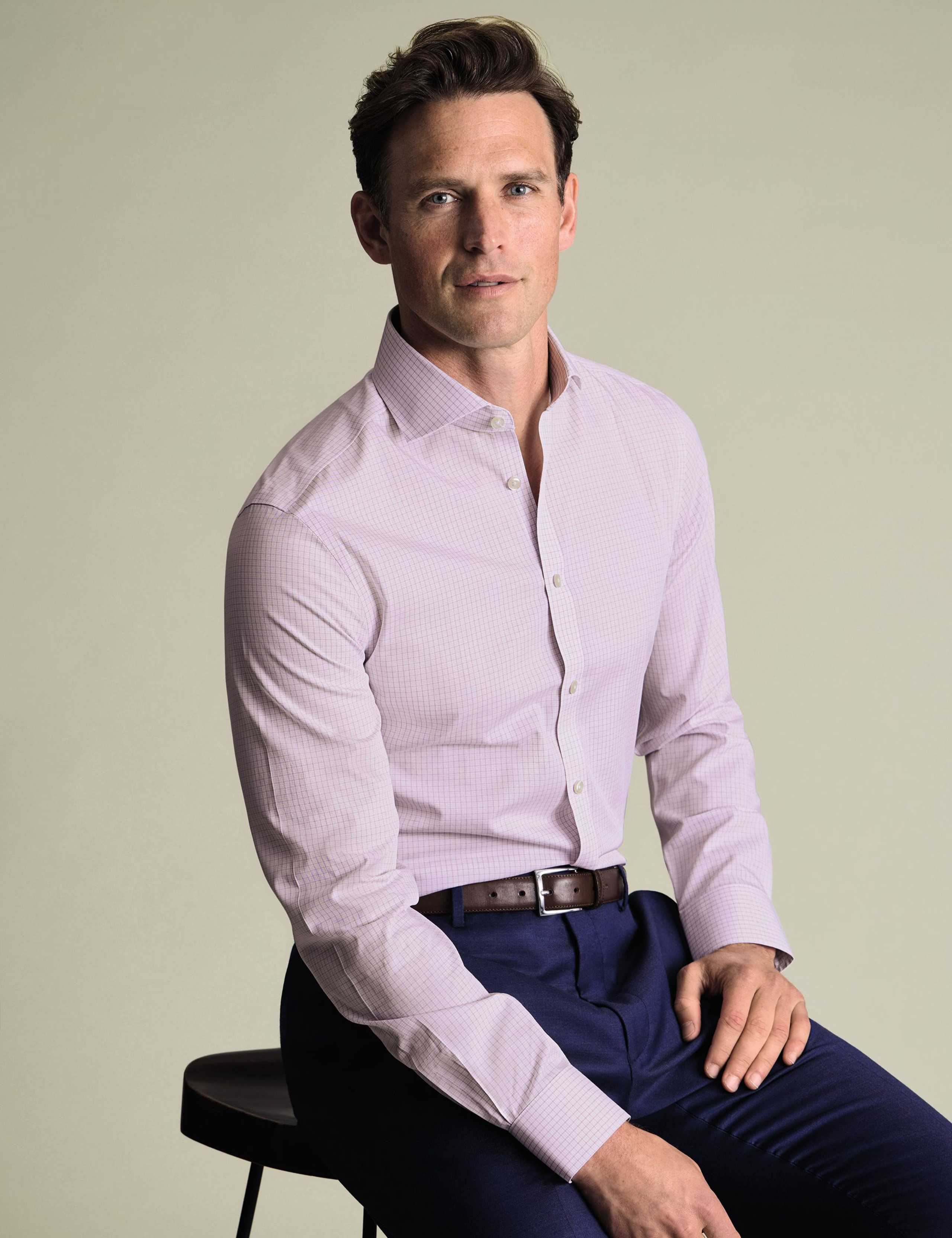 Non Iron Regular Fit Pure Cotton Checked Shirt