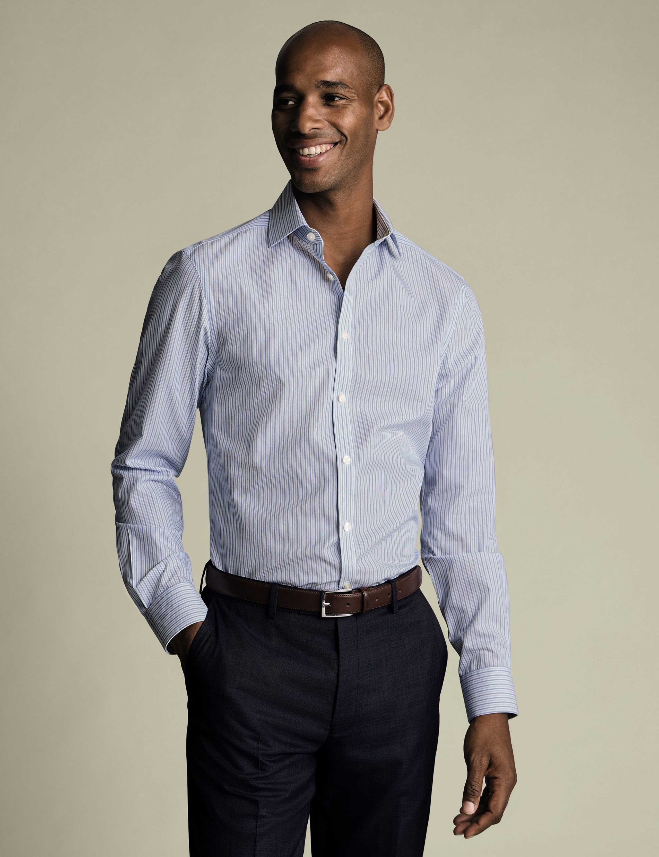 Non Iron Regular Fit Striped Pure Cotton Shirt