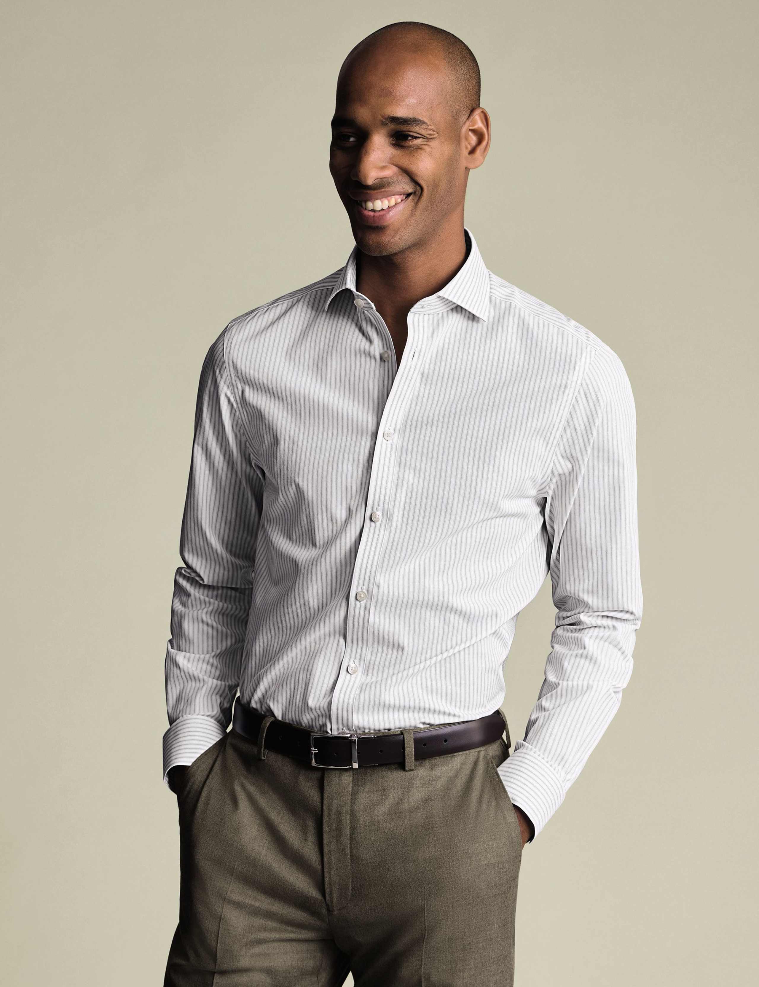 Non Iron Regular Fit Pure Cotton Striped Shirt