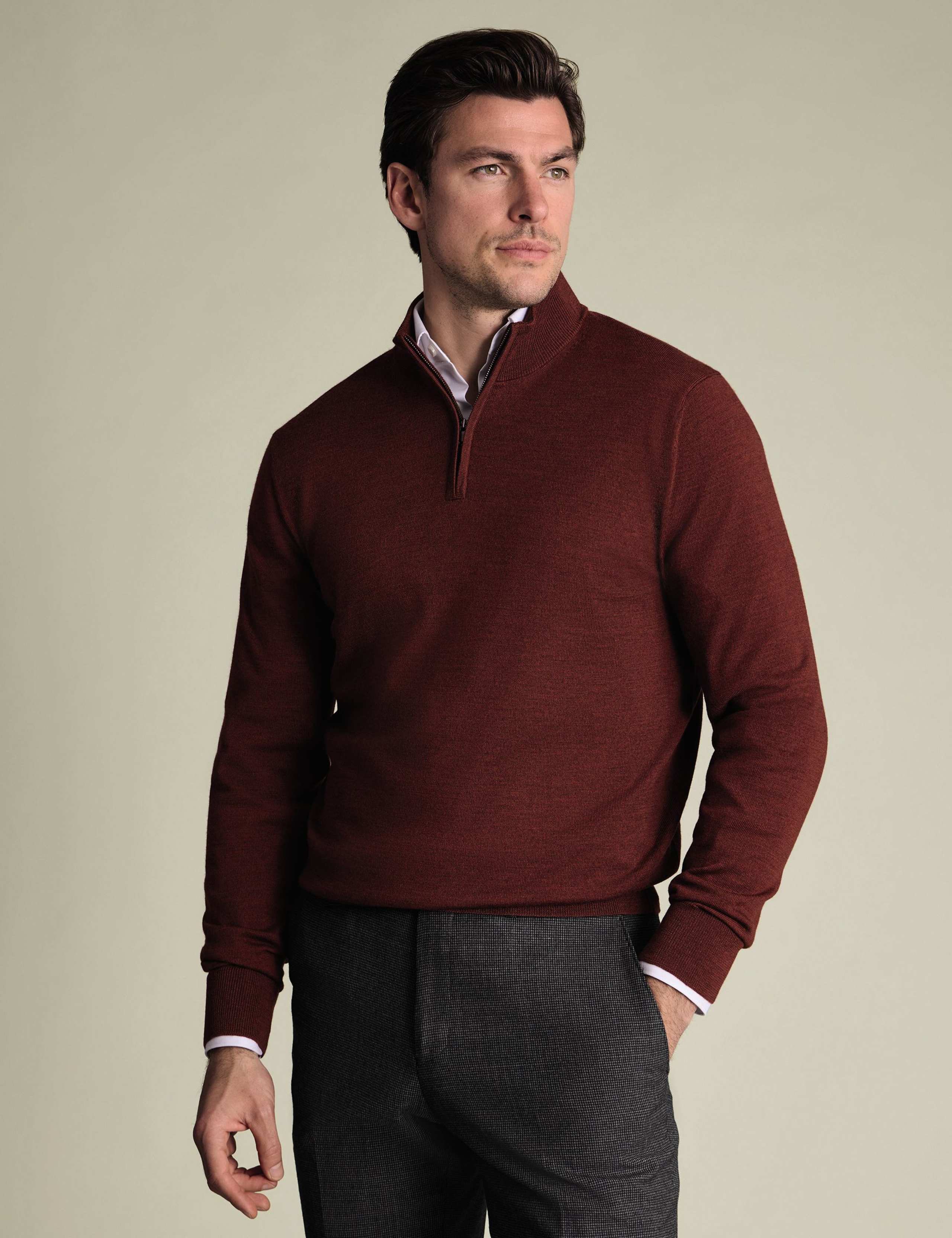 Pure Wool Half Zip Jumper