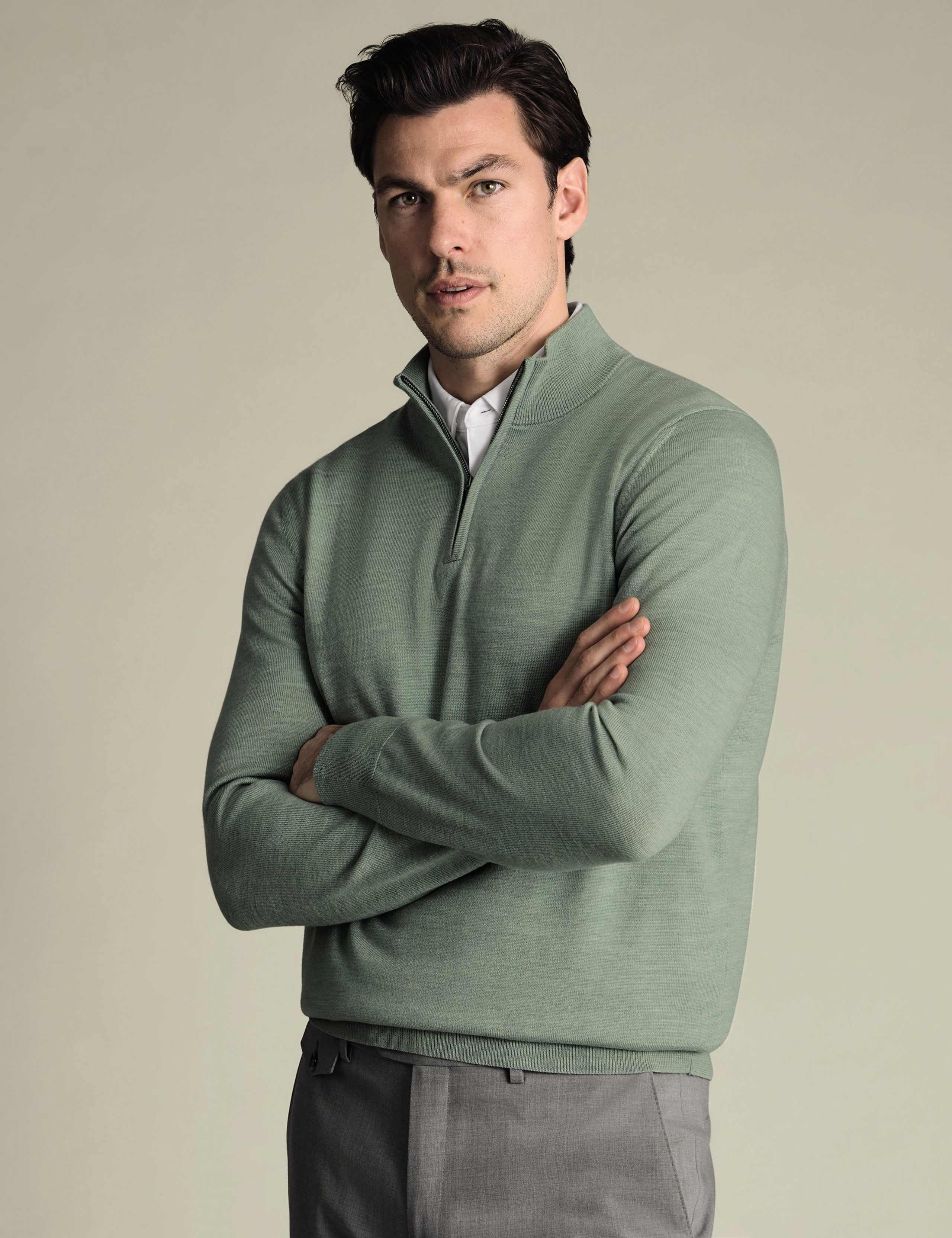 Pure Wool Half Zip Jumper