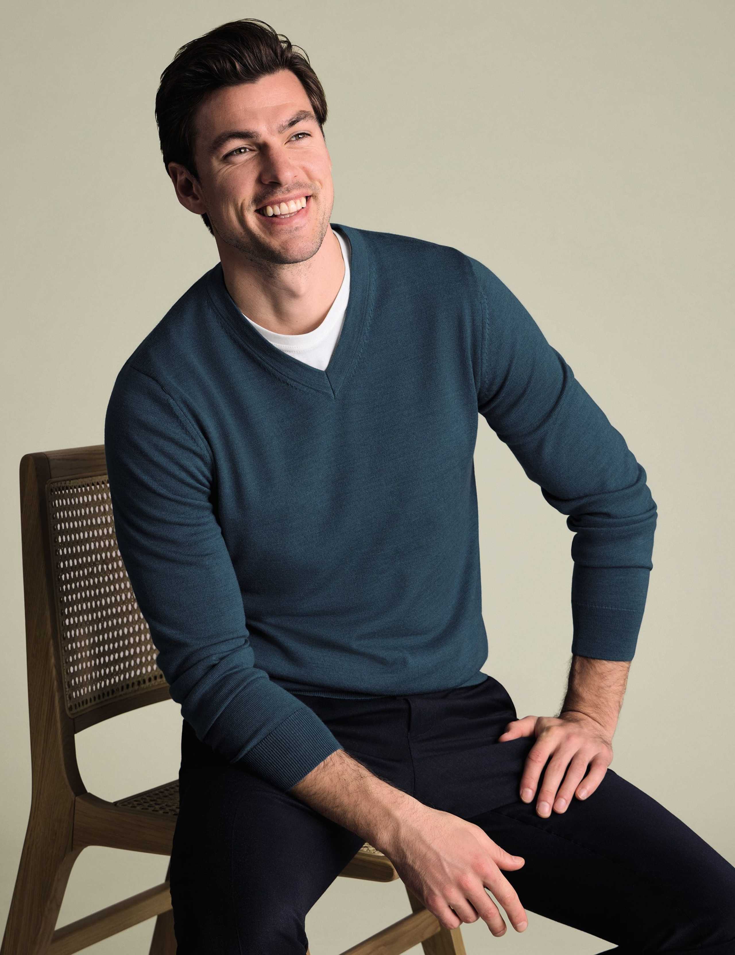Pure Wool V-Neck Jumper