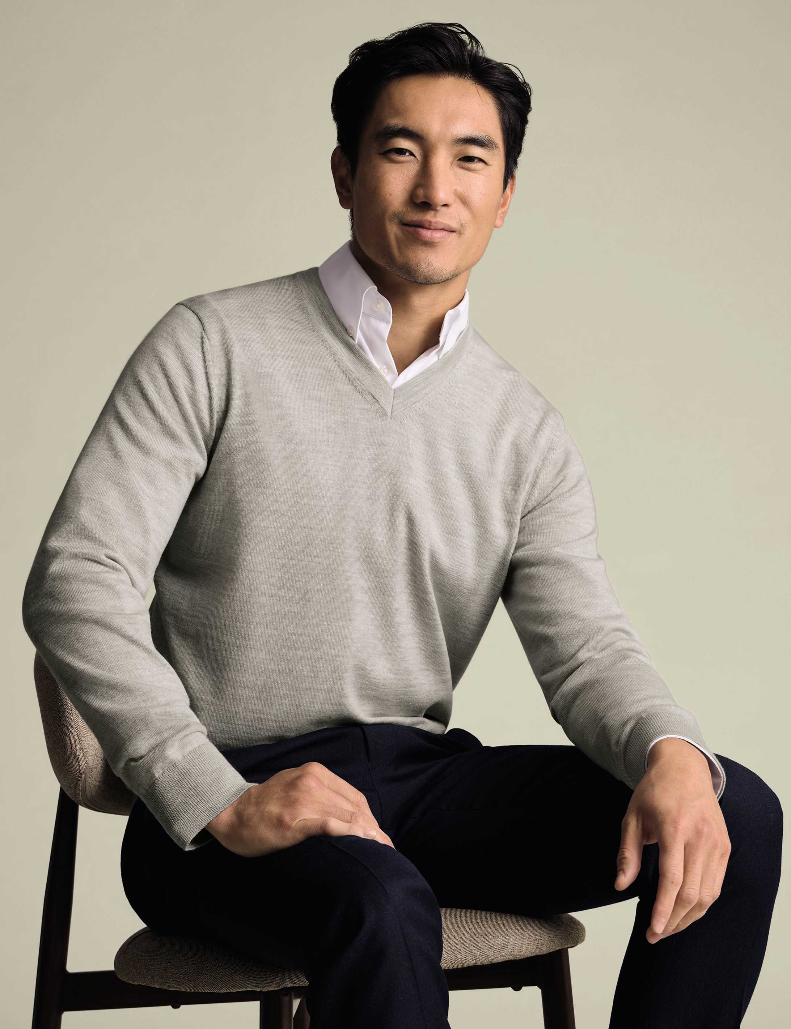 Pure Wool V-Neck Jumper